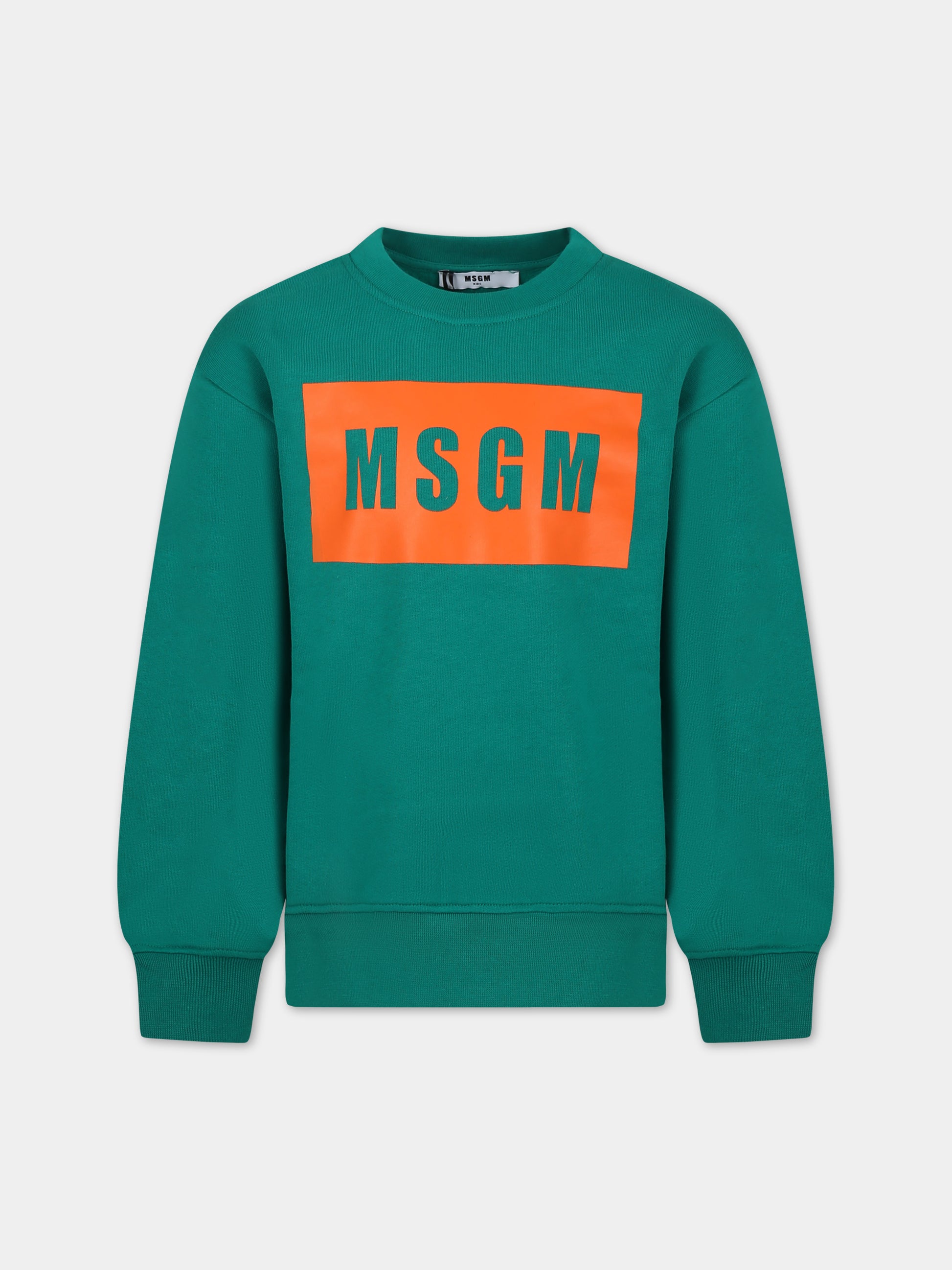 Felpa verde per bambina con logo,Msgm Kids,F3MSJUSW021 080