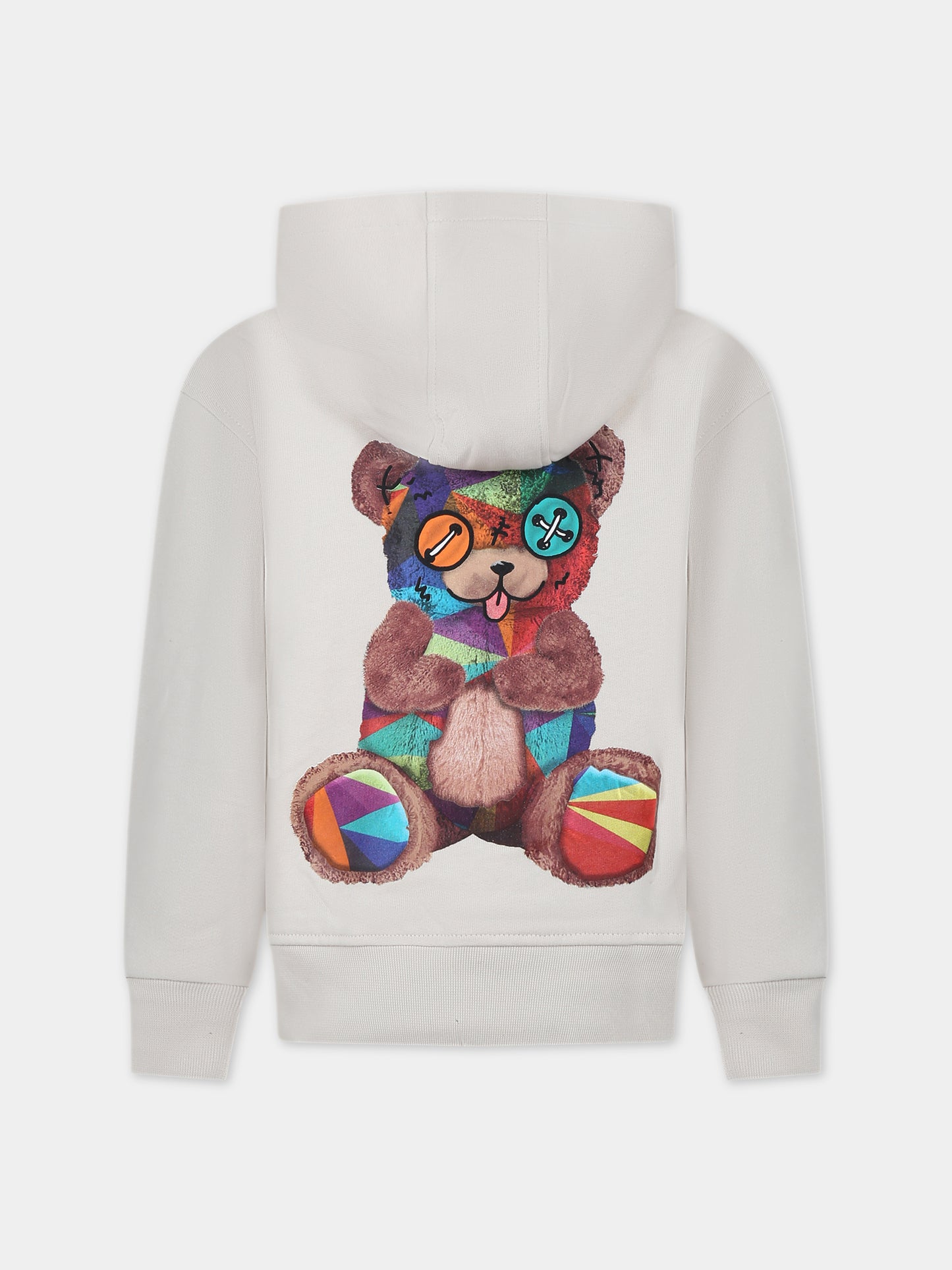 Felpa avorio per bambini con logo e stampa,Barrow,F3BKJUHS024 BW009