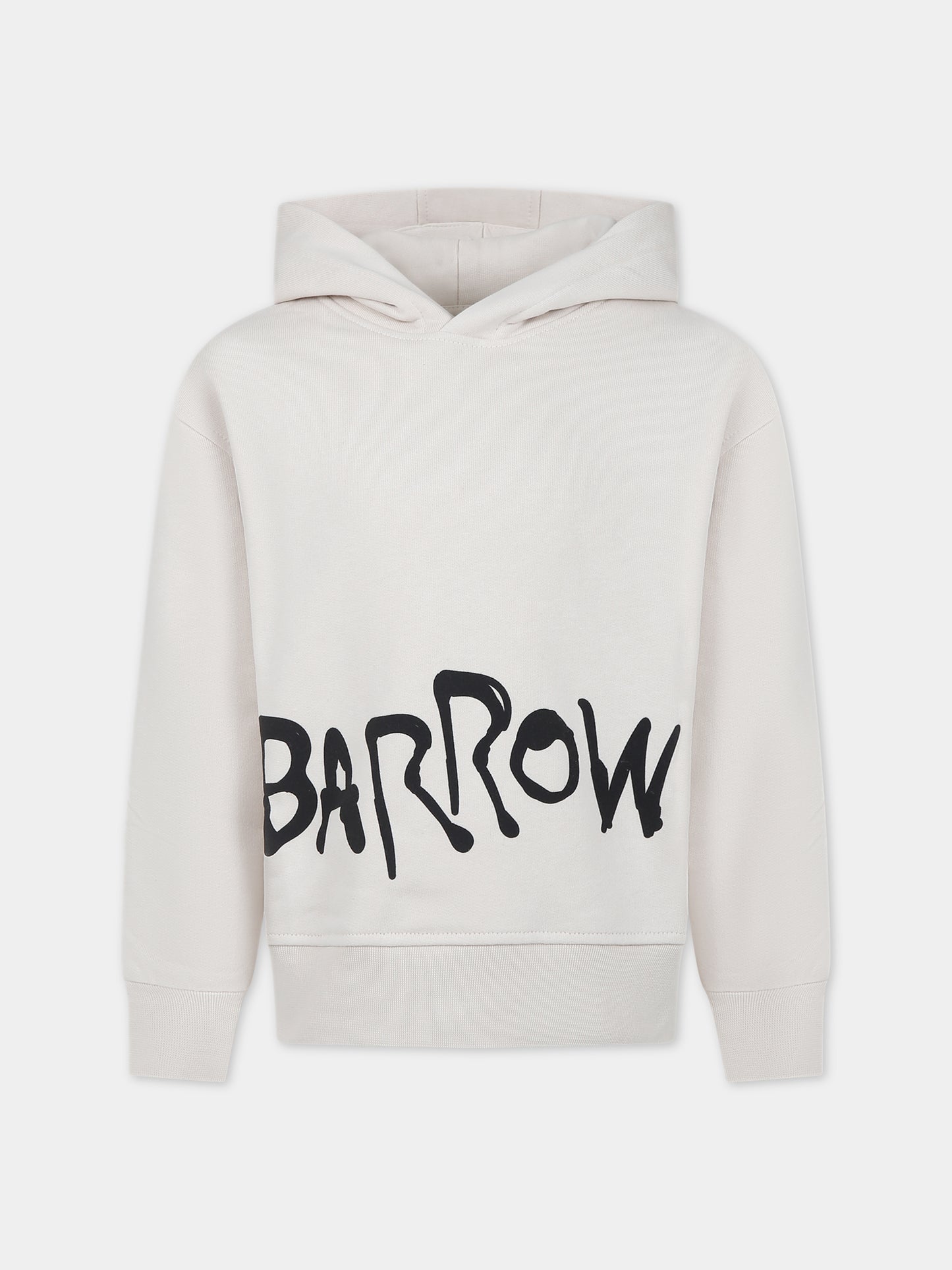 Felpa avorio per bambini con logo e stampa,Barrow,F3BKJUHS024 BW009