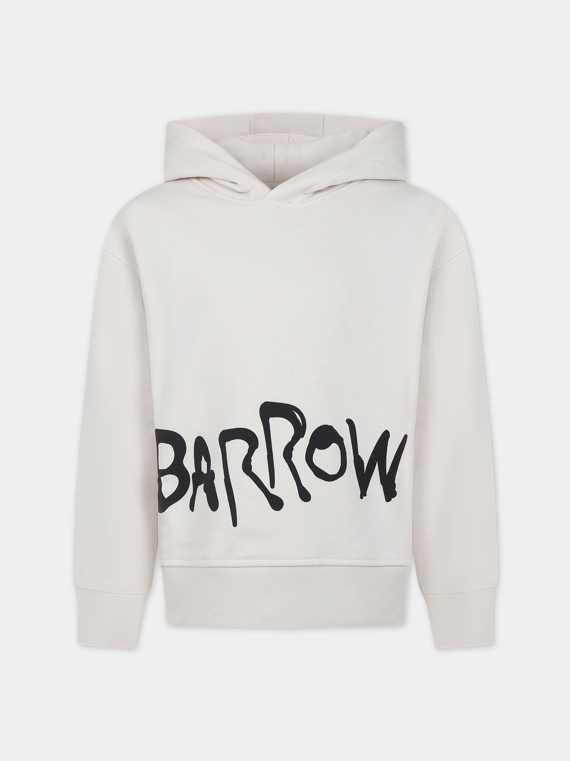 Felpa avorio per bambini con logo e stampa,Barrow,F3BKJUHS024 BW009