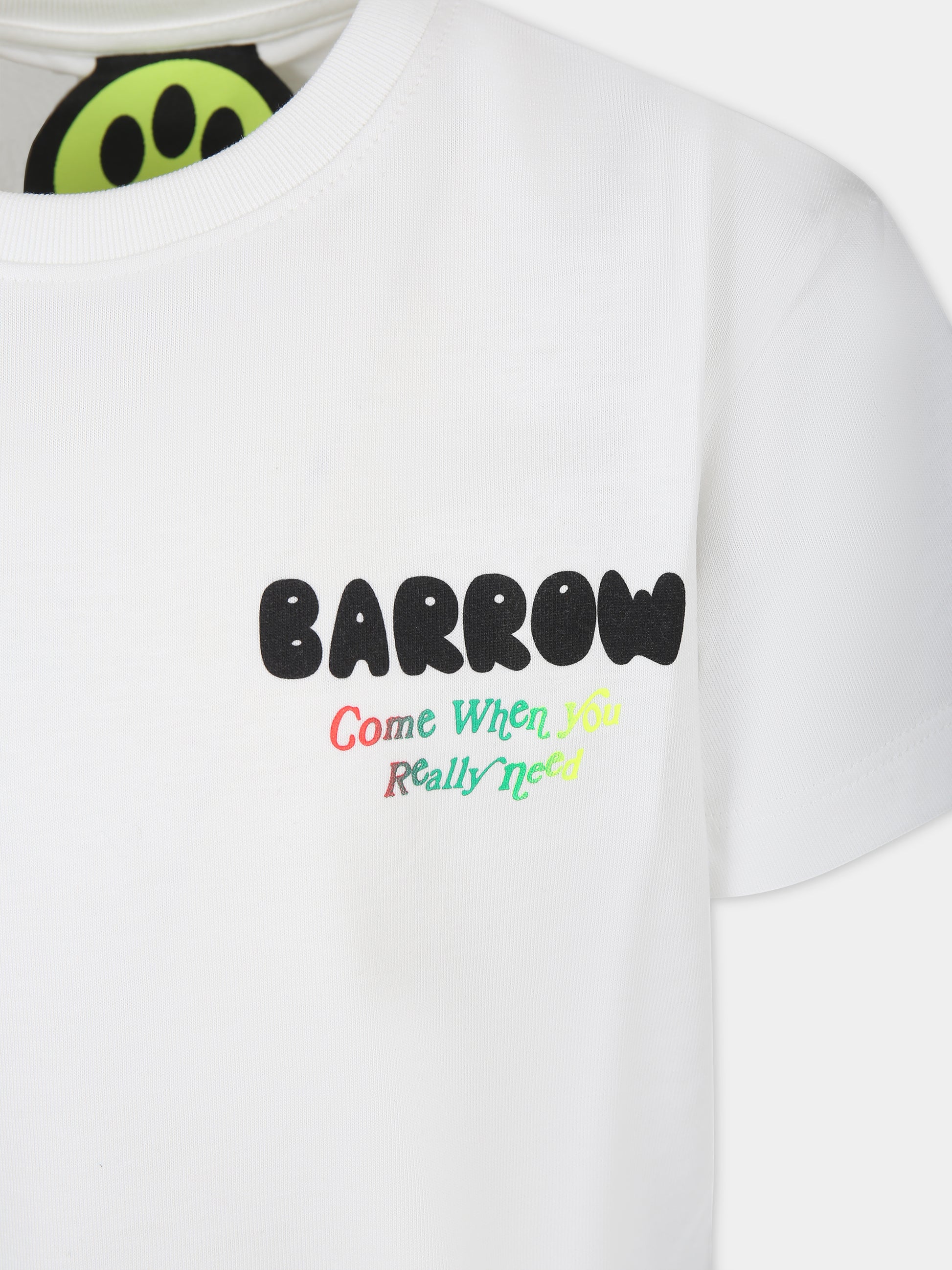 T-shirt bianca per bambini con logo,Barrow,F3BKJUTH013 002