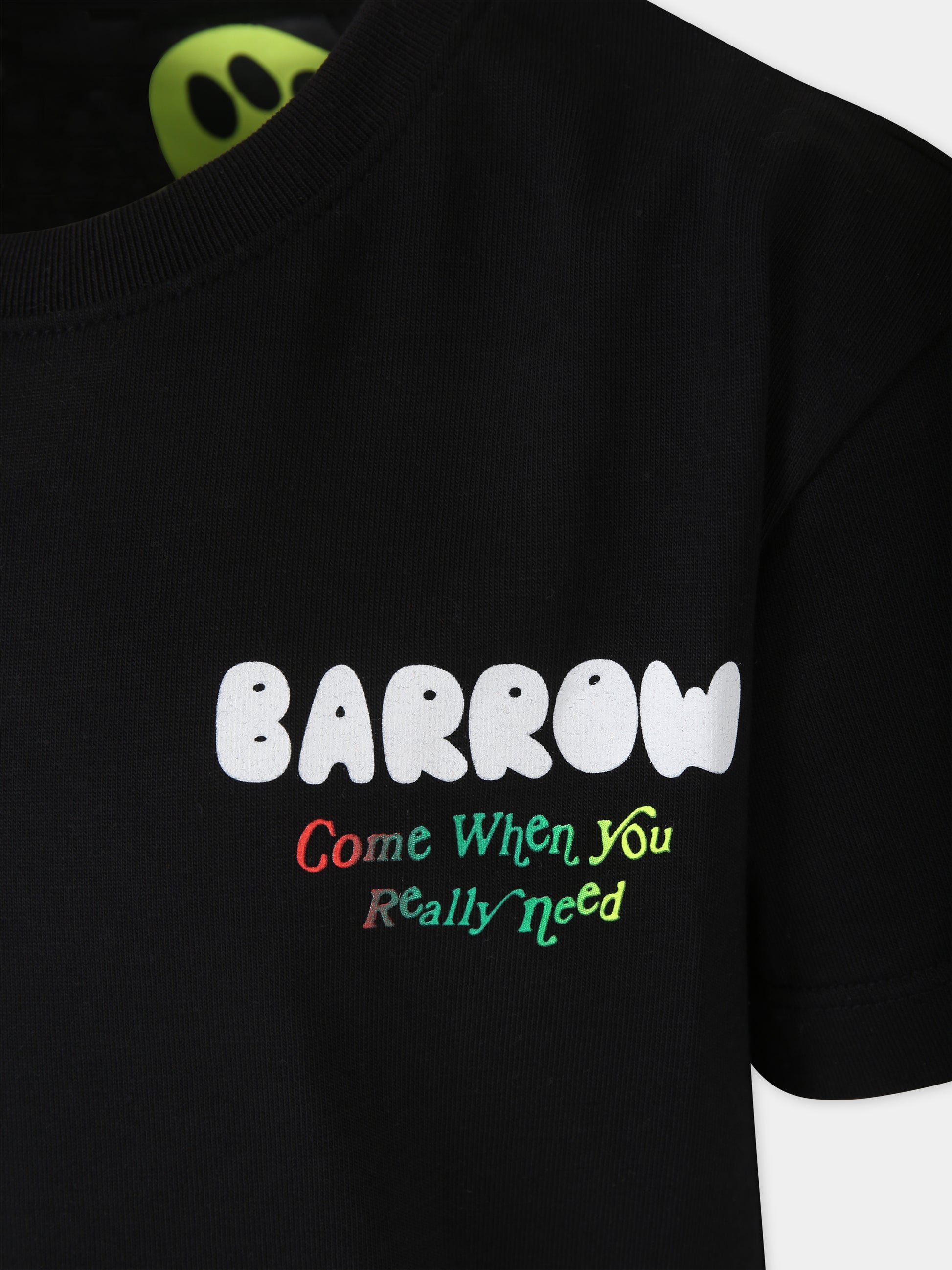 T-shirt nera per bambini con logo,Barrow,F3BKJUTH013 110