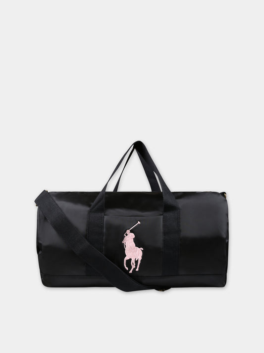 Borsa nera per bambini con logo,Ralph Lauren Kids,4AR066 G9O