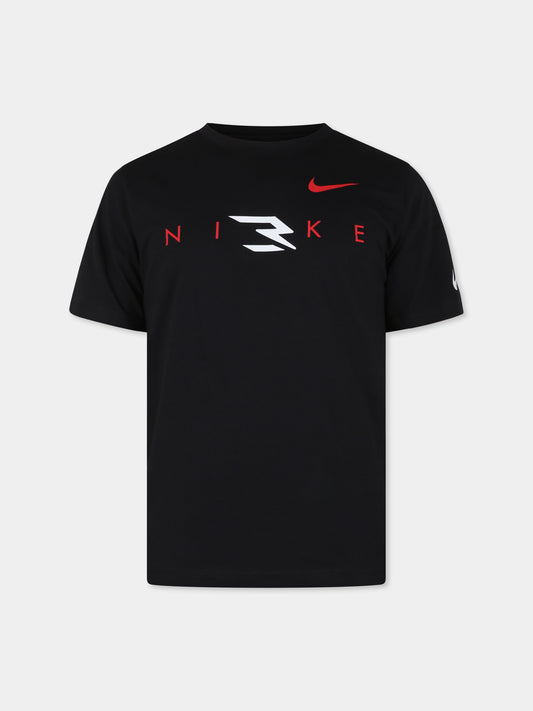 T-shirt nera per bambino con logo,Nike,0411 023 BLACK