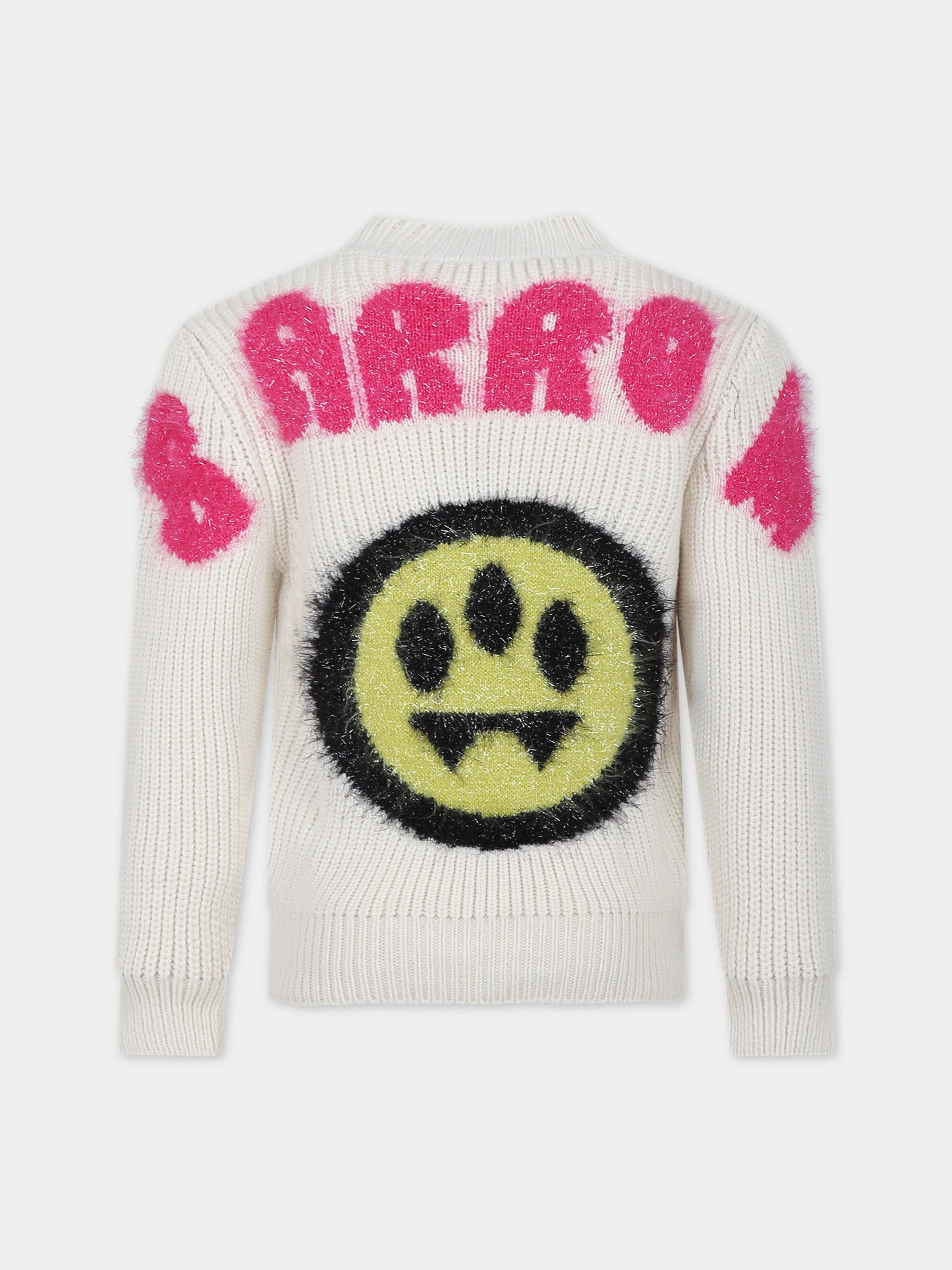 Maglione avorio per bambina con iconico smile e logo,Barrow,F3BKJGJP059 BW009