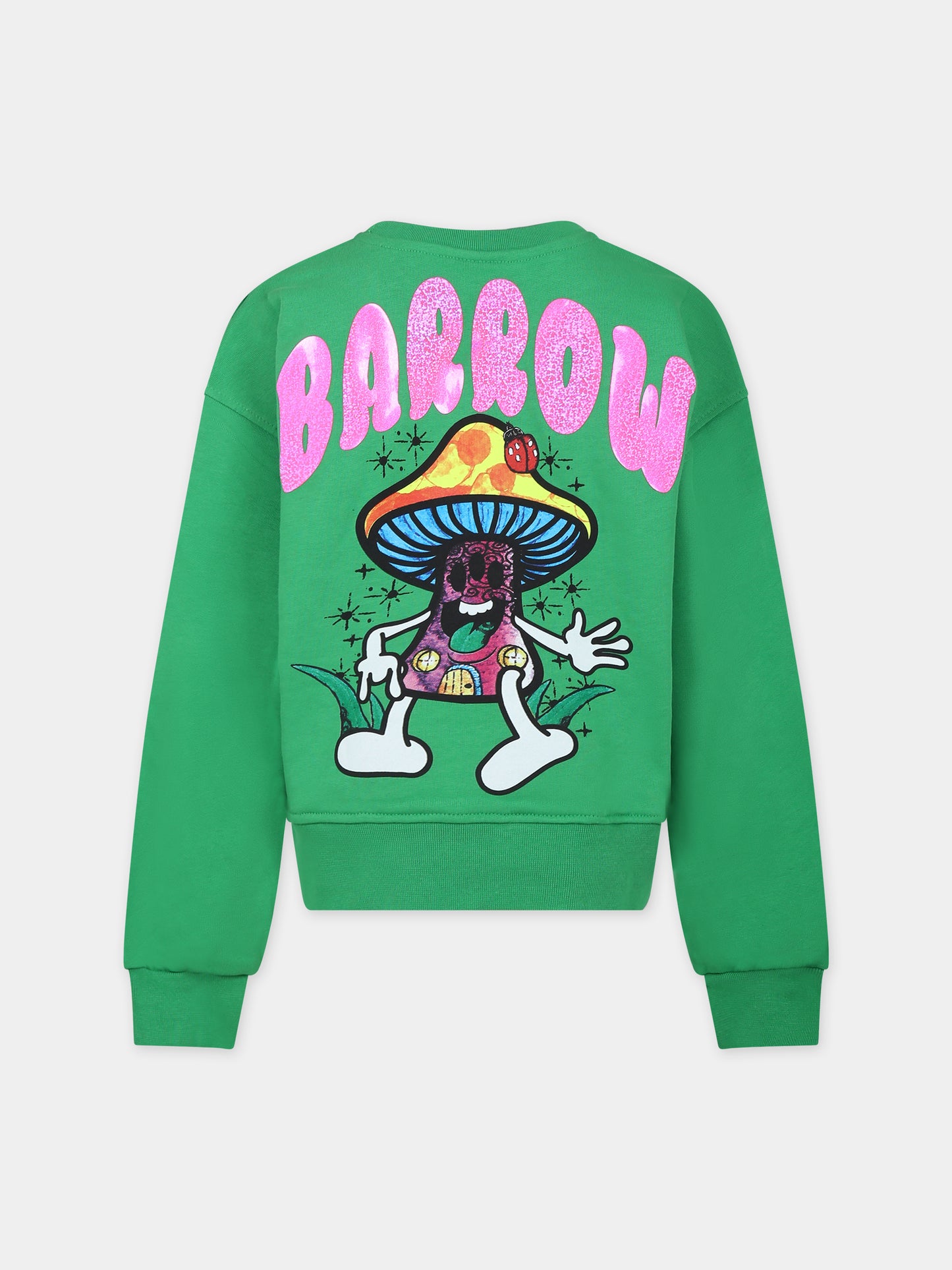 Felpa verde per bambina con logo e smile,Barrow,F3BKJGSW076 BW012