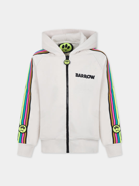 Felpa avorio per bambina con logo,Barrow,F3BKJGZH101 BW009