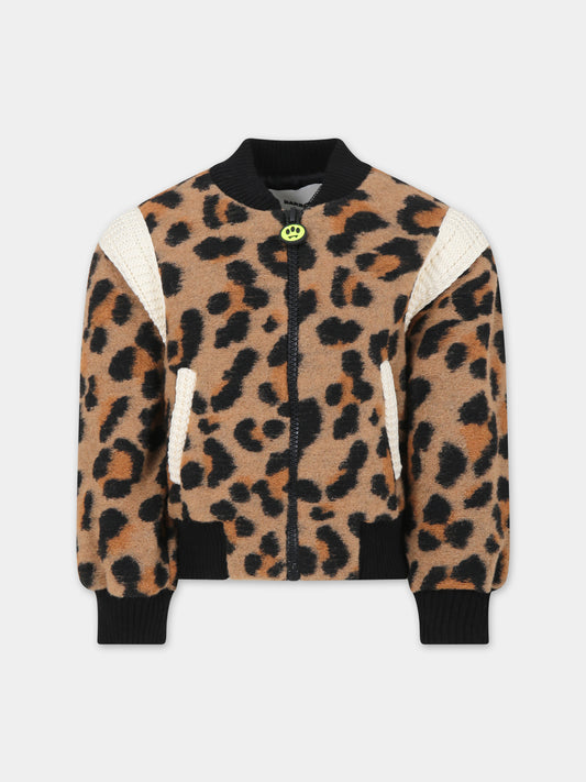 Bomber marrone per bambina con ricamo,Barrow,F3BKJUBO044 924