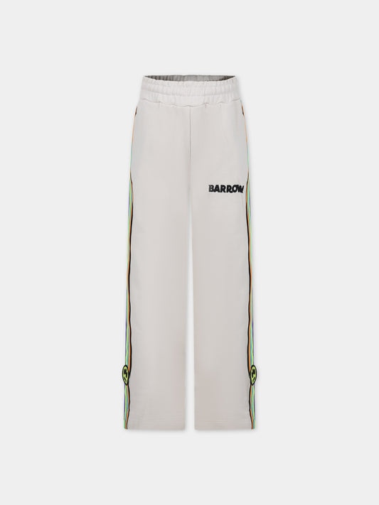 Pantaloni avorio per bambini con logo,Barrow,F3BKJUFP100 BW009