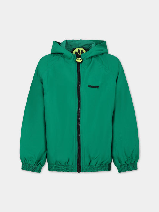 Giacca a vento verde per bambini con logo,Barrow,F3BKJUJK065 BW012