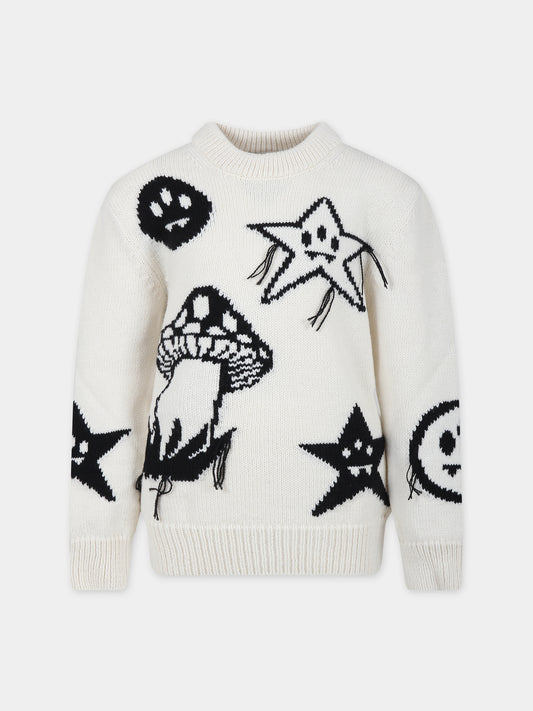 Maglione avorio per bambini con smile,Barrow,F3BKJUJP069 BW009