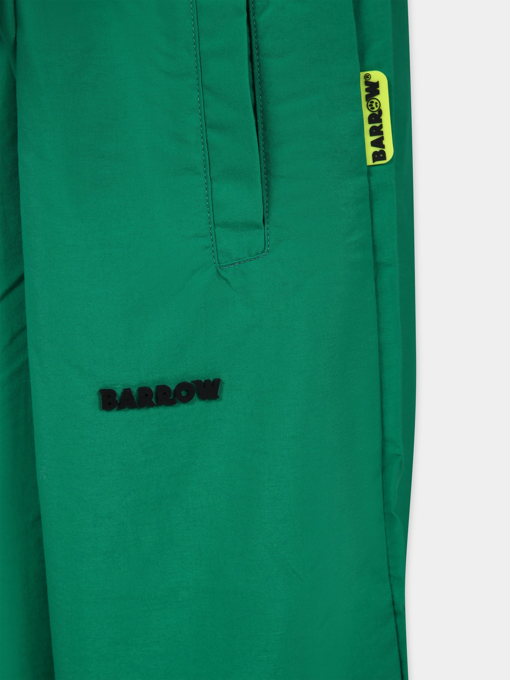 Pantaloni verdi per bambini con logo e smile,Barrow,F3BKJUPA066 BW012