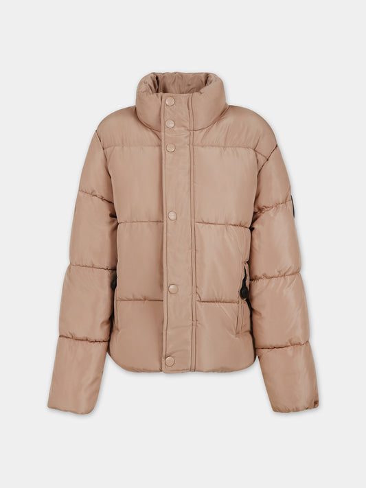 Piumino beige per bambini con logo,Barrow,F3BKJUPF001 924