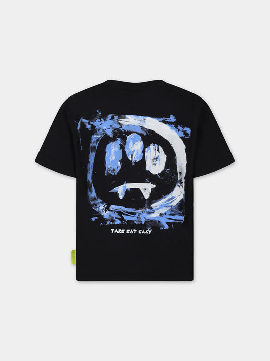 T-shirt nera per  bambini con logo,Barrow,F3BKJUTH081 110