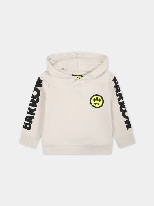 Felpa beige per neonati con logo,Barrow,F3BKUNHS127 BW009