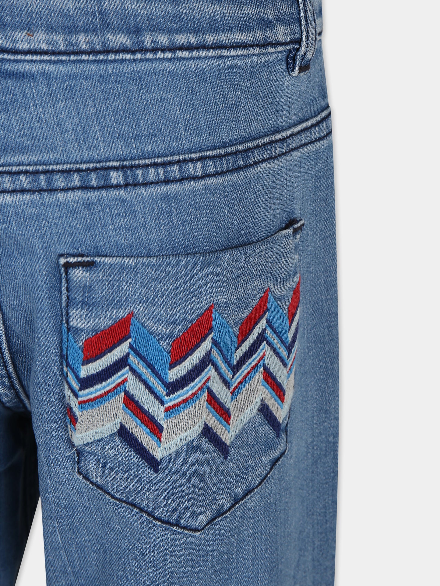 Jeans blu per bambino con motivo chevron,Missoni,MV6P90 D0004 600