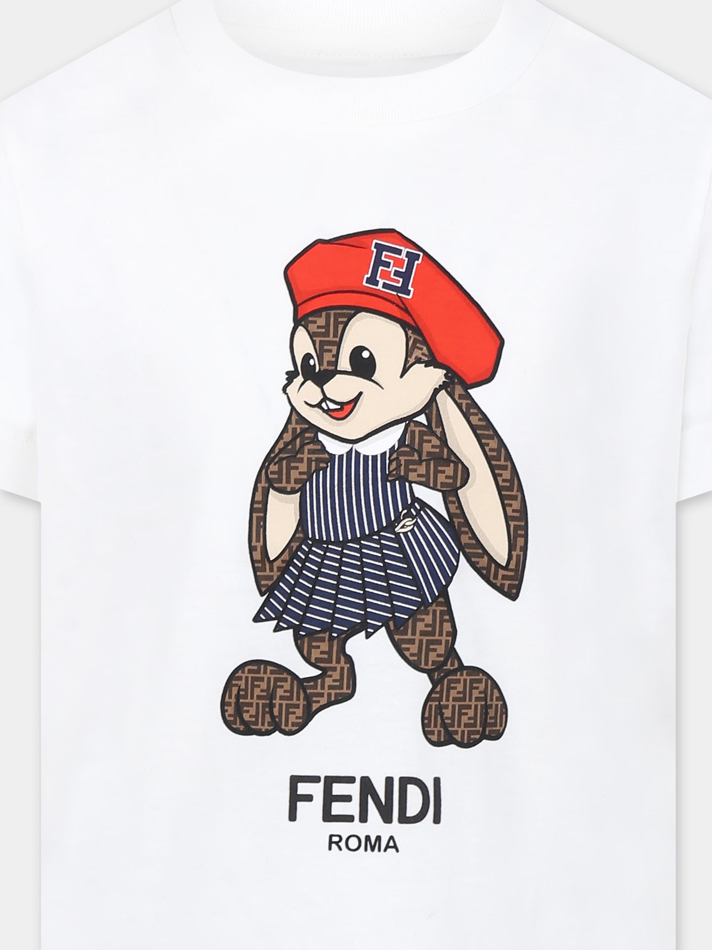 White T-shirt for girl with Fendi rabbit