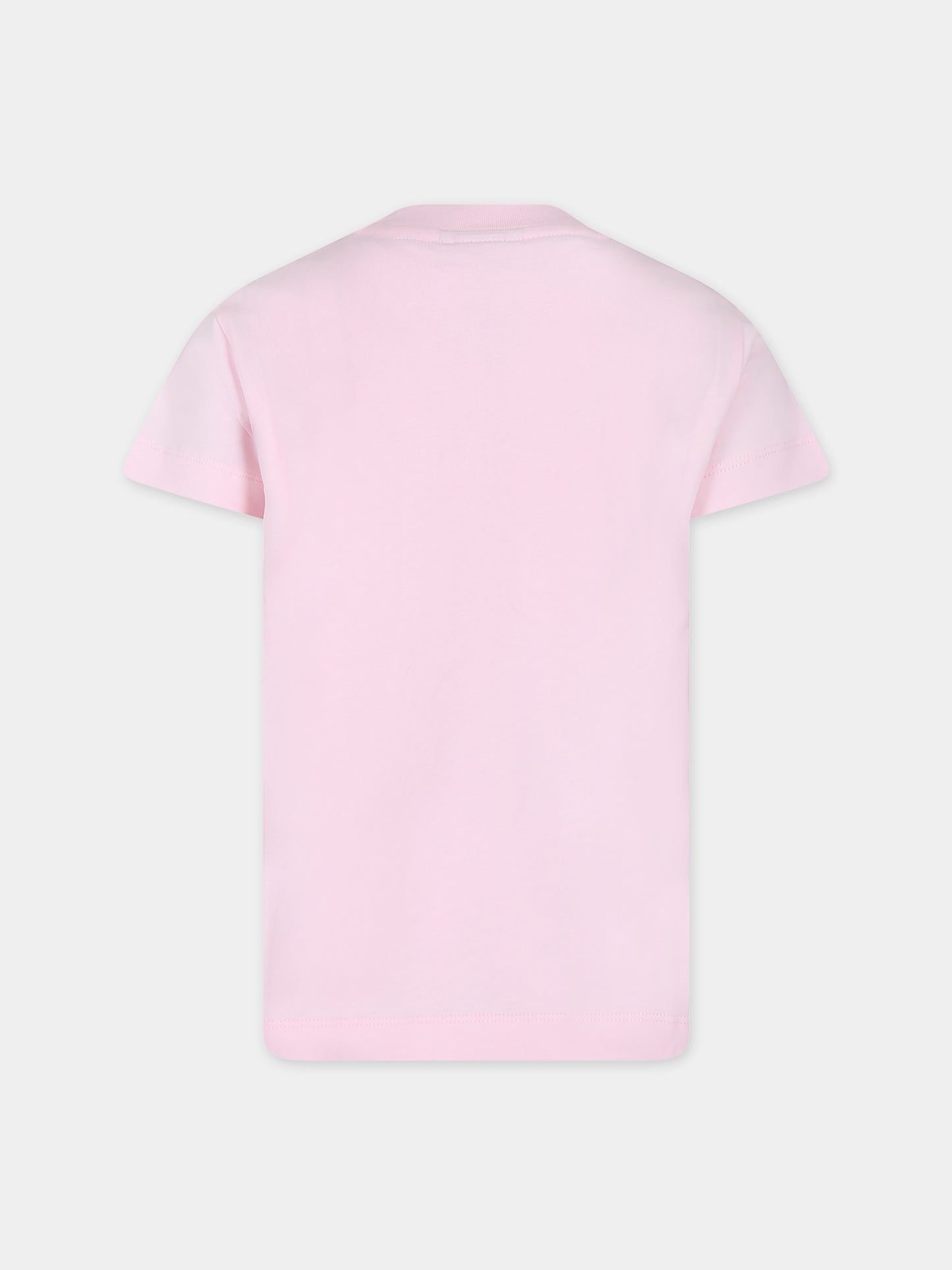 T-shirt rosa per bambina con logo Fendi,Fendi Kids,JUI159 7AJ F1N16