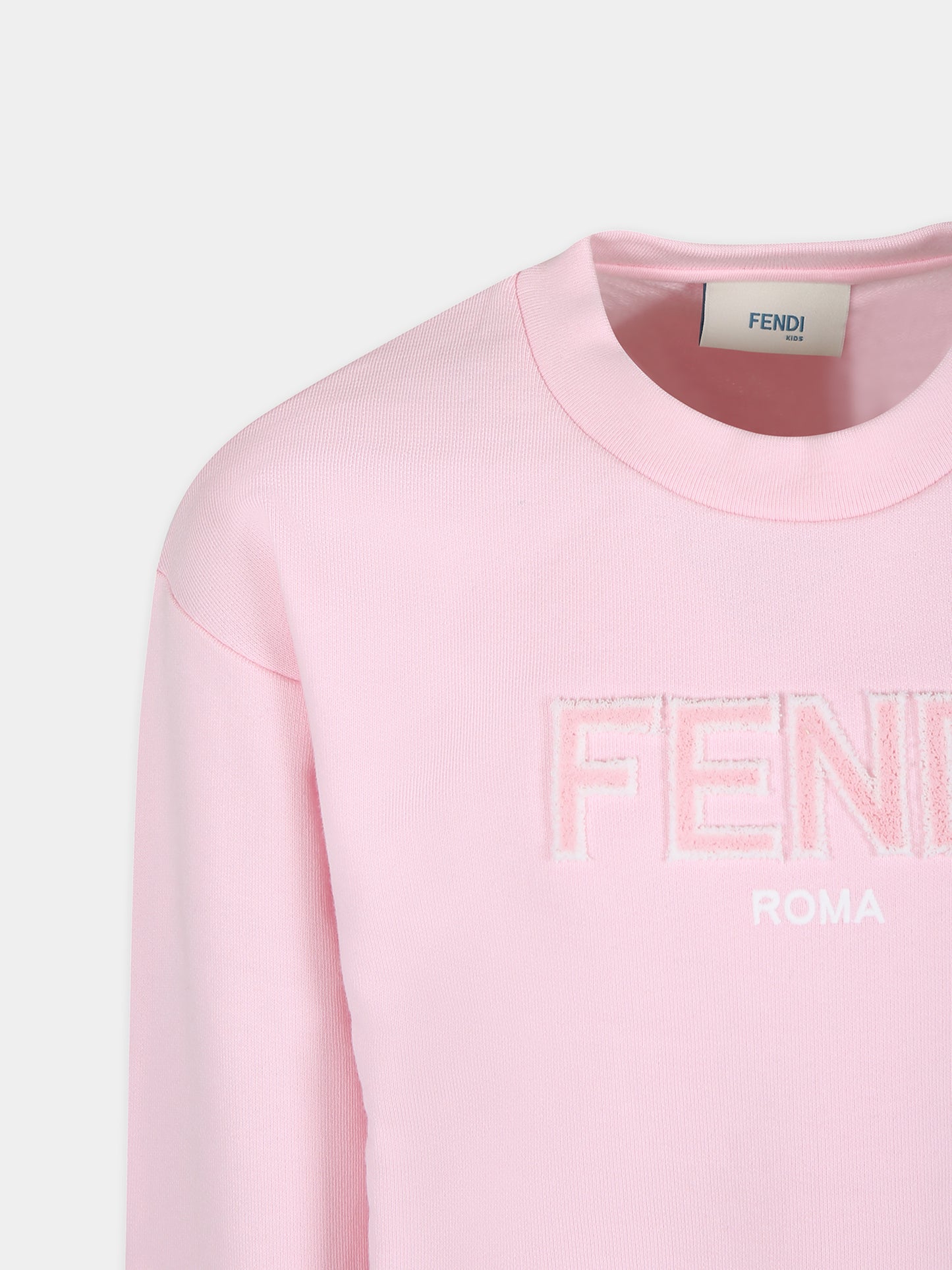 Felpa rosa per bambina con logo Fendi,Fendi Kids,JUH077 5V0 F0QE5