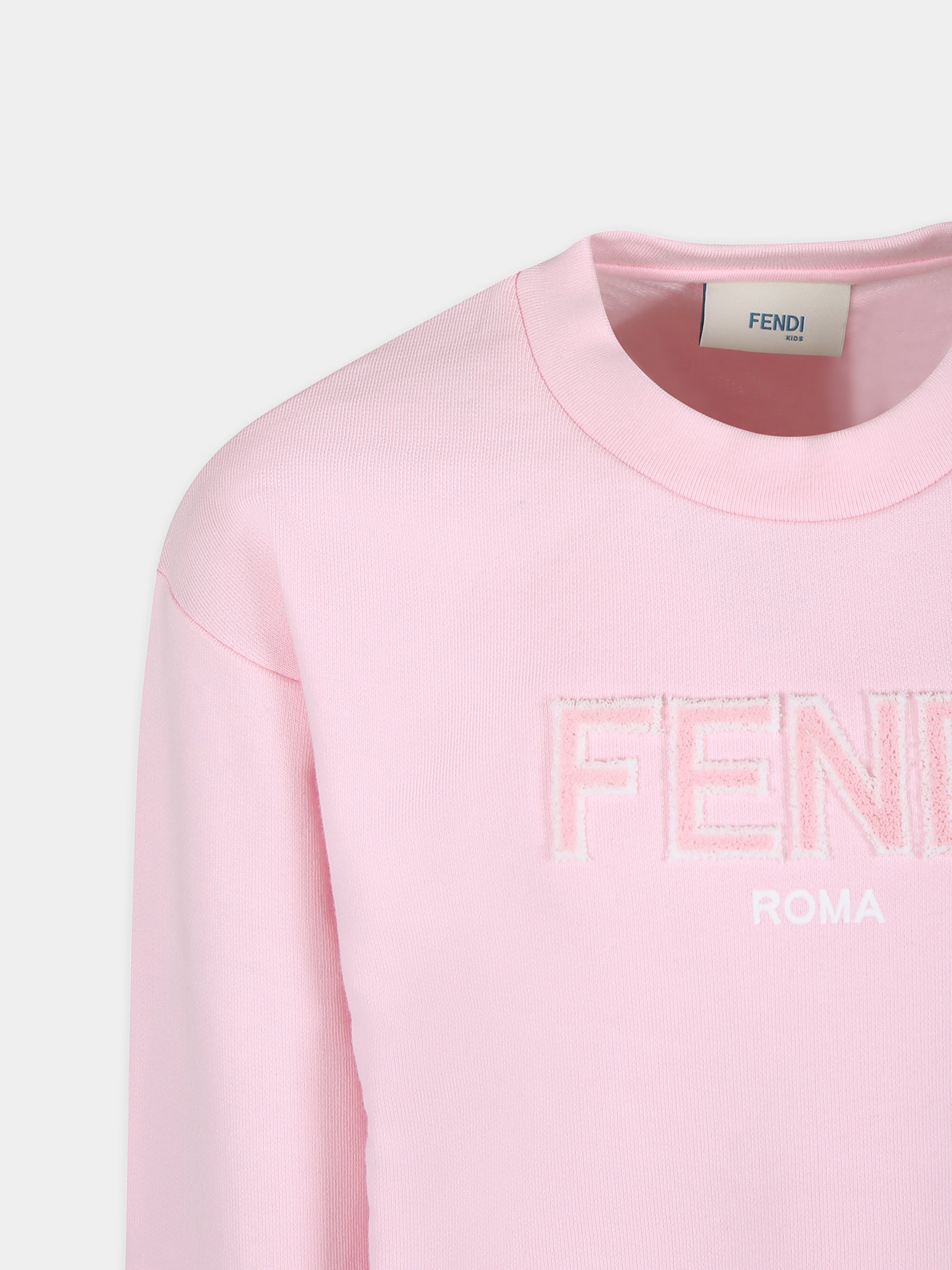 Felpa rosa per bambina con logo Fendi,Fendi Kids,JUH077 5V0 F0QE5