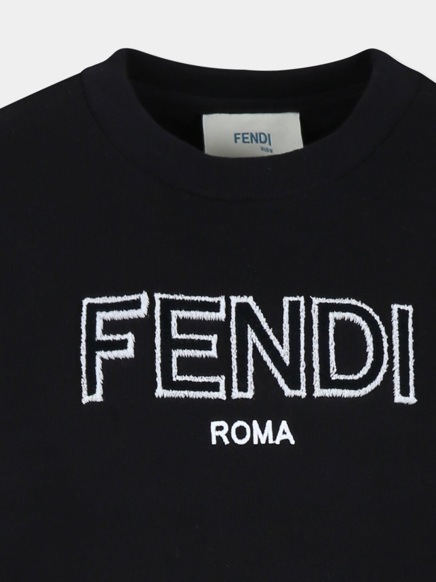 Felpa nera per bambini con logo,Fendi Kids,JUH077 5V0 F0GME