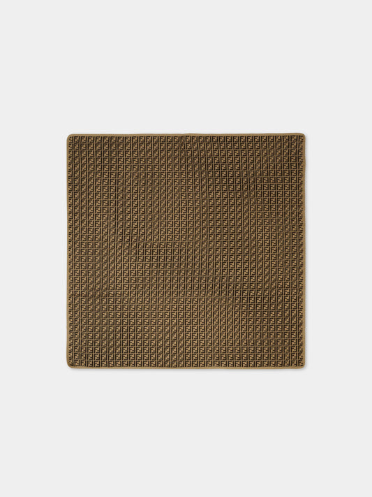 Coperta marrone per neonati con FF,Fendi Kids,BUJ166 A3TE F0LMJ