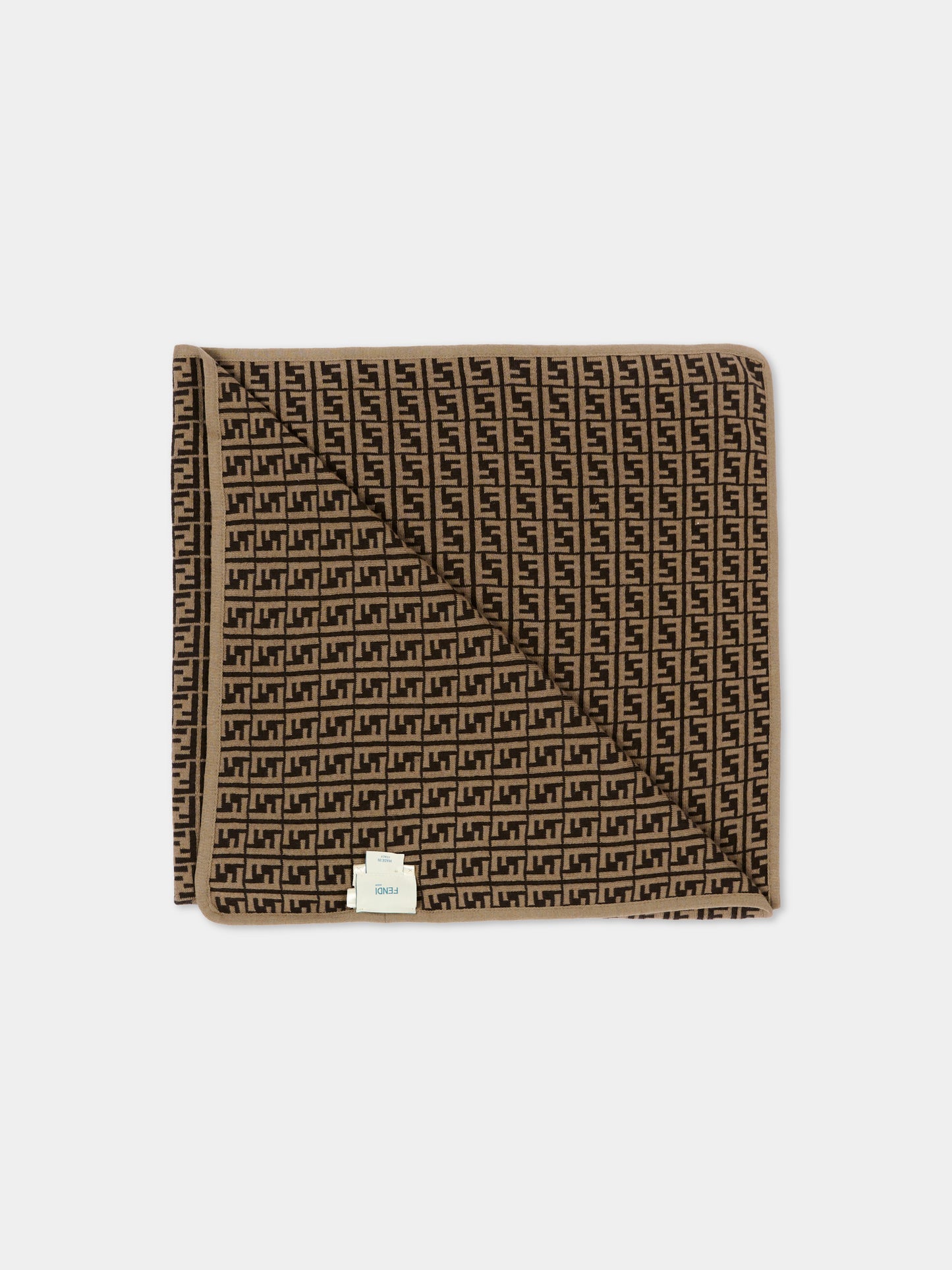 Coperta marrone per neonati con FF,Fendi Kids,BUJ166 A3TE F0LMJ
