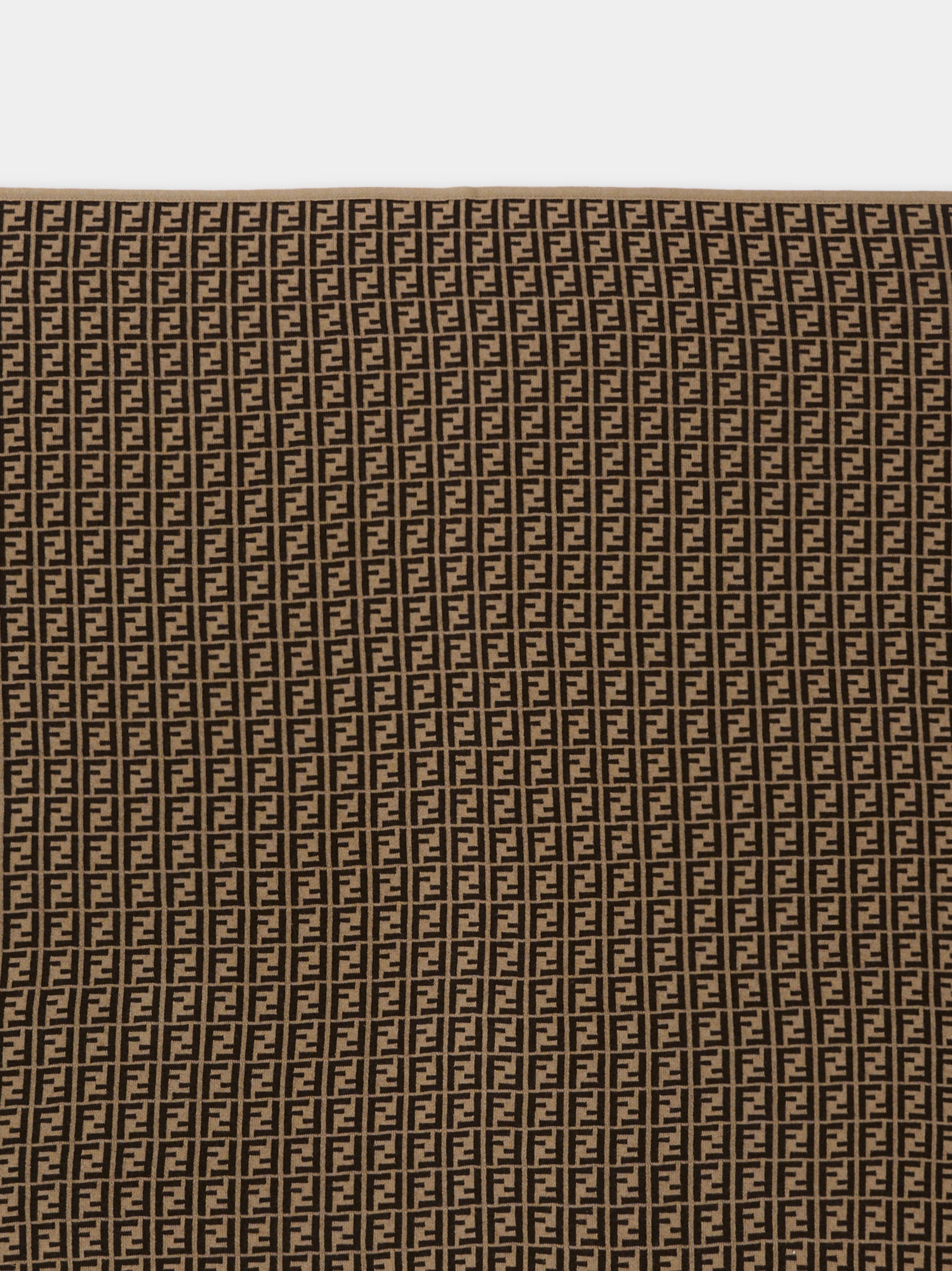 Coperta marrone per neonati con FF,Fendi Kids,BUJ166 A3TE F0LMJ
