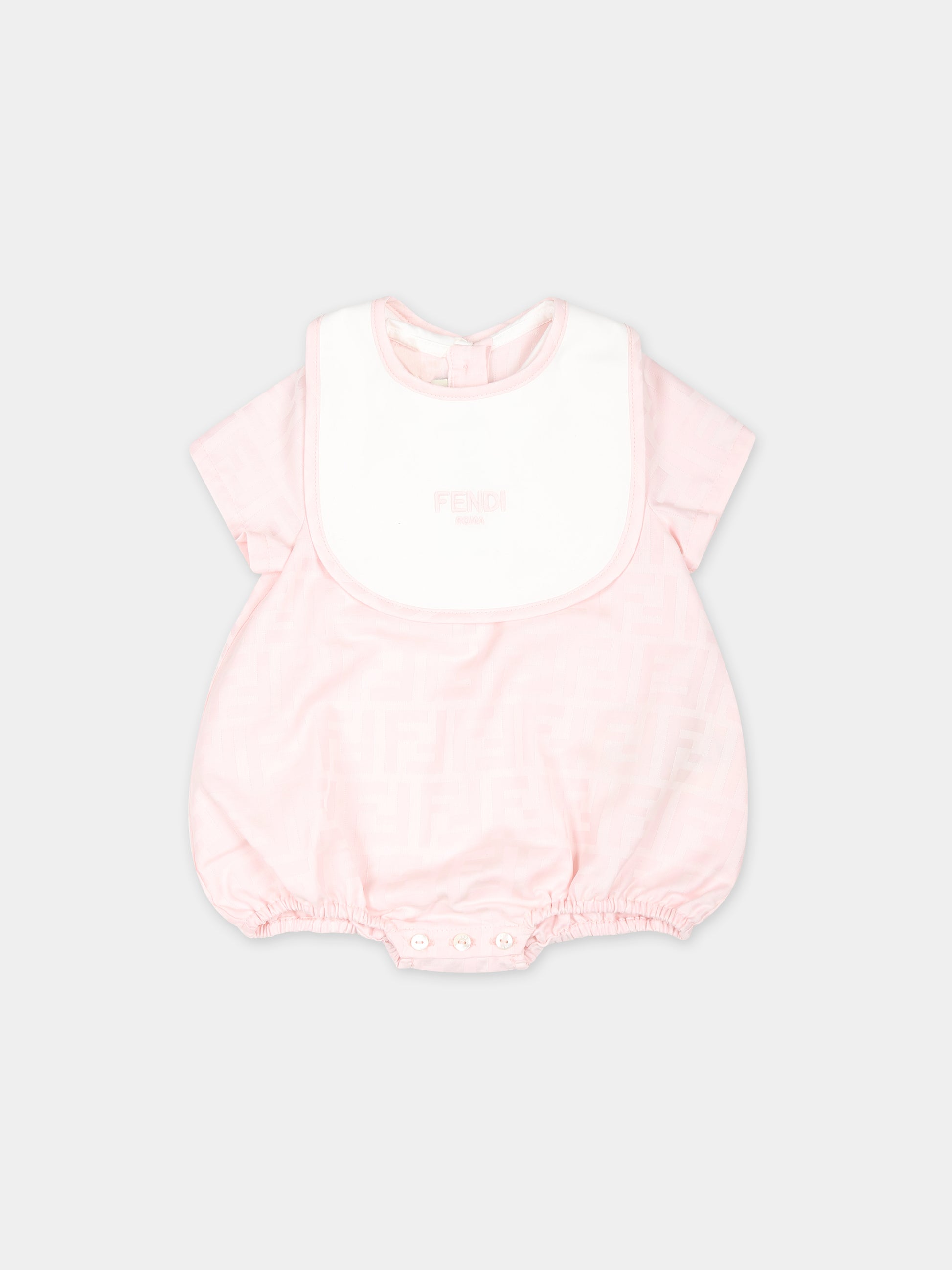 Set pagliaccetto rosa per neonata con doppia F,Fendi Kids,BUL074 ARSY F0C11