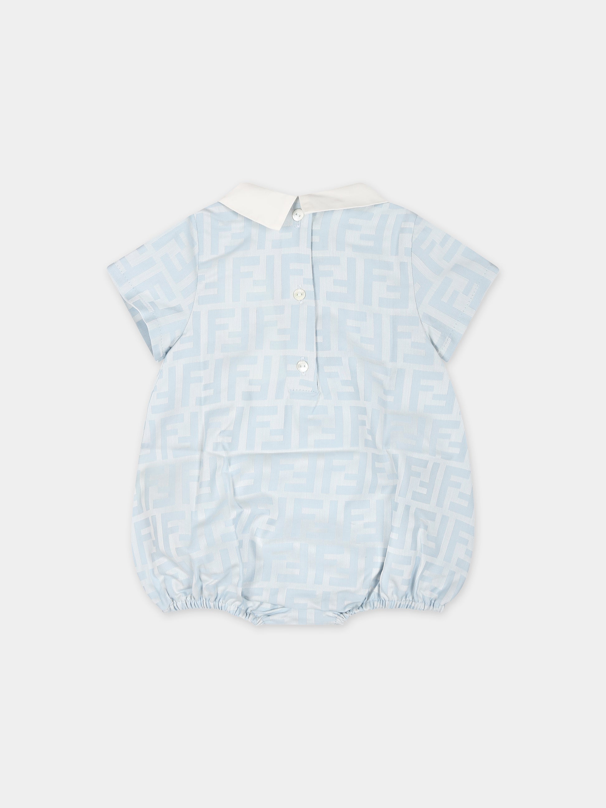 Set pagliaccetto celeste per neonato con doppia F,Fendi Kids,BUL074 ARSY F19J4