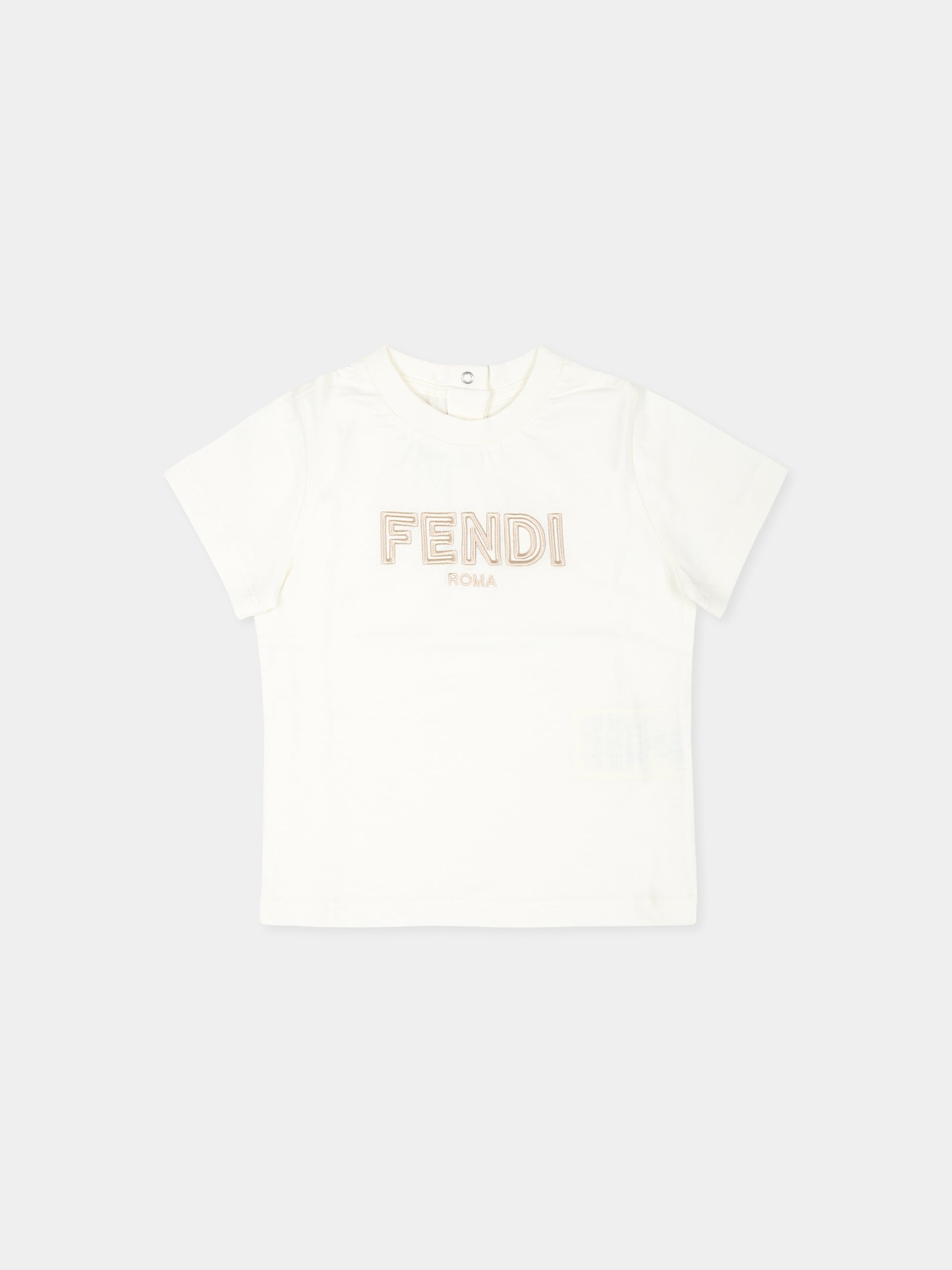 T-shirt bianca per neonati con logo Fendi,Fendi Kids,BUI081 7AJ F1PCP