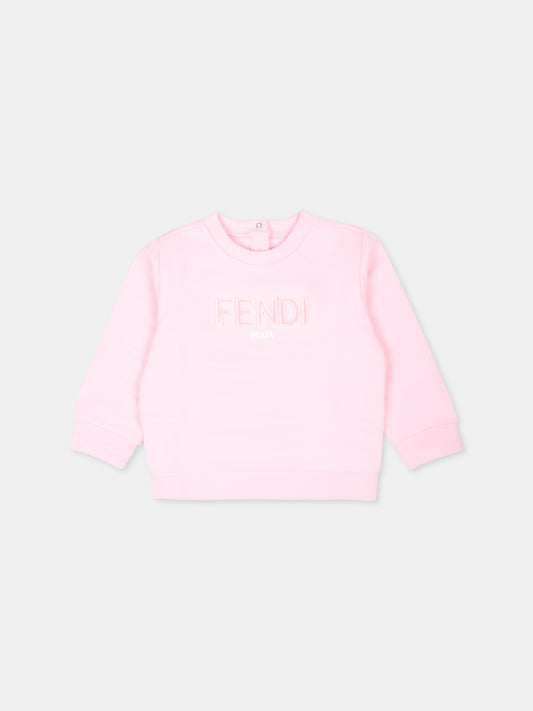 Felpa rosa per neonata con logo,Fendi Kids,BUH071 5V0 F0QE5