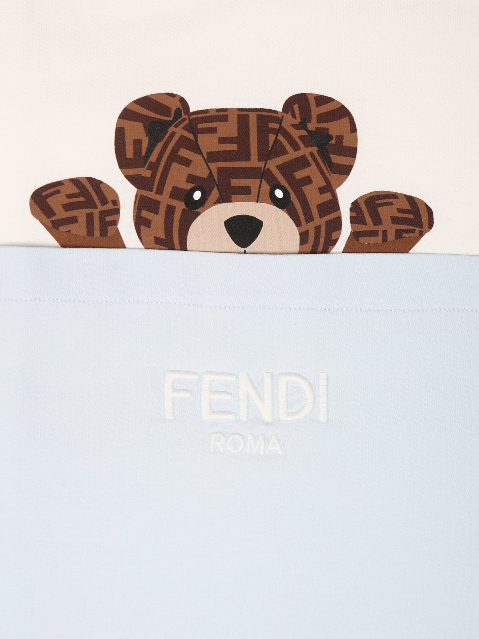 Coperta celeste per neonato con orsetto e logo Fendi,Fendi Kids,BUJ282 ST8 F19J4