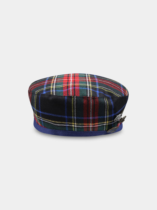 Basco blu per bambina con motivo tartan,Dolce & Gabbana Kids,LB5H43 FQMG9 S8100