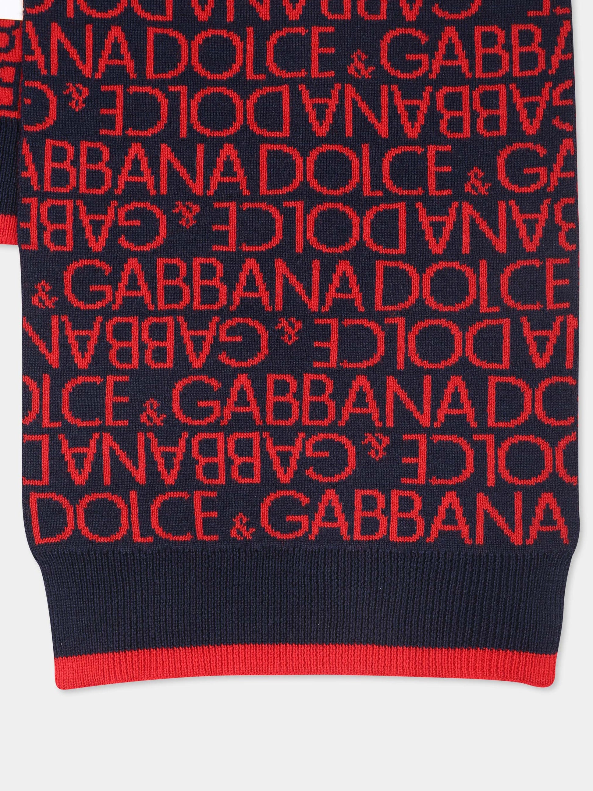 Sciarpa blu per bambini con logo,Dolce & Gabbana Kids,LBKAD6 JCVW1 S9000