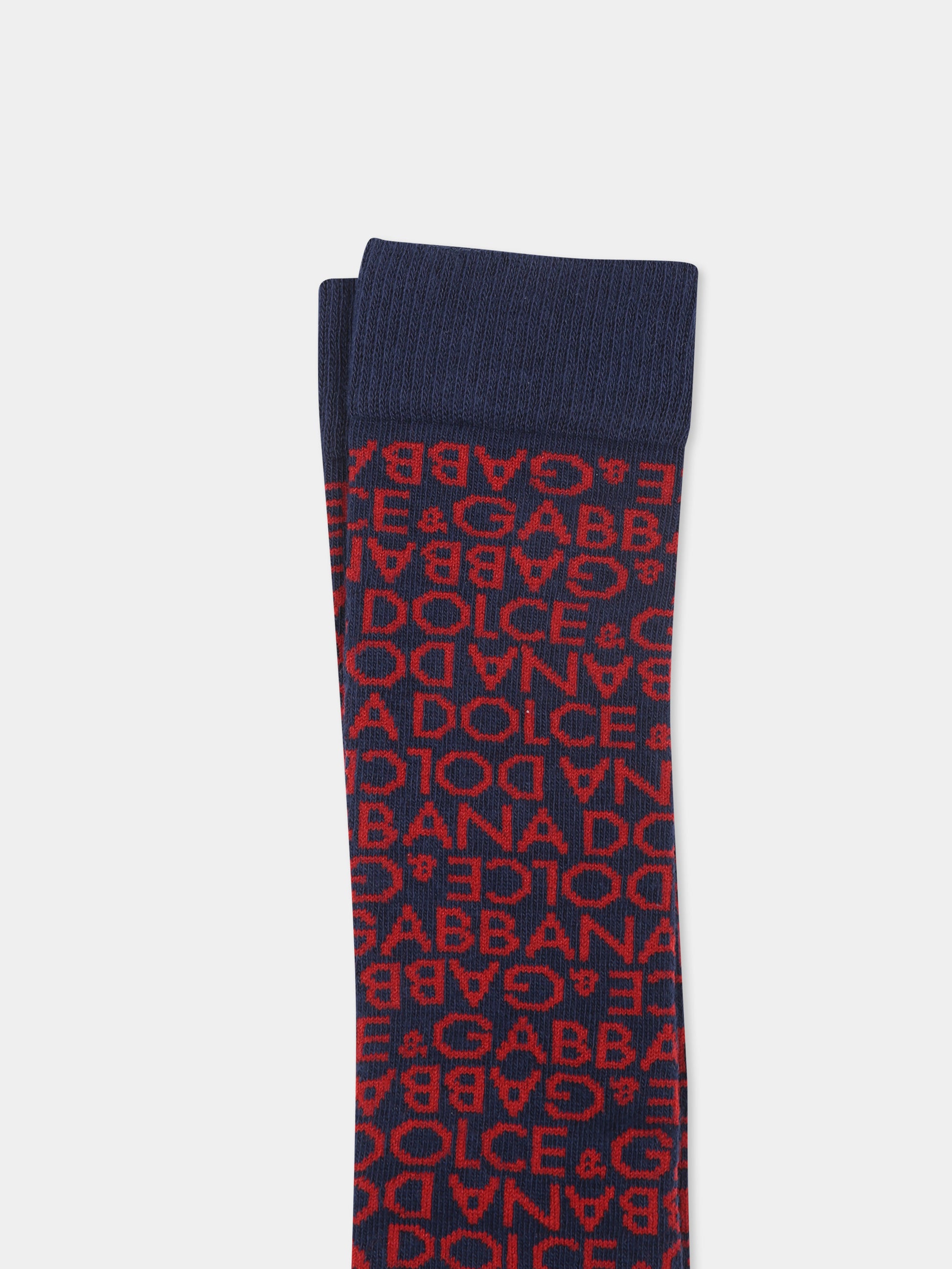 Calze blu per bambini con logo,Dolce & Gabbana Kids,LBKAE7 JBCDO S9000