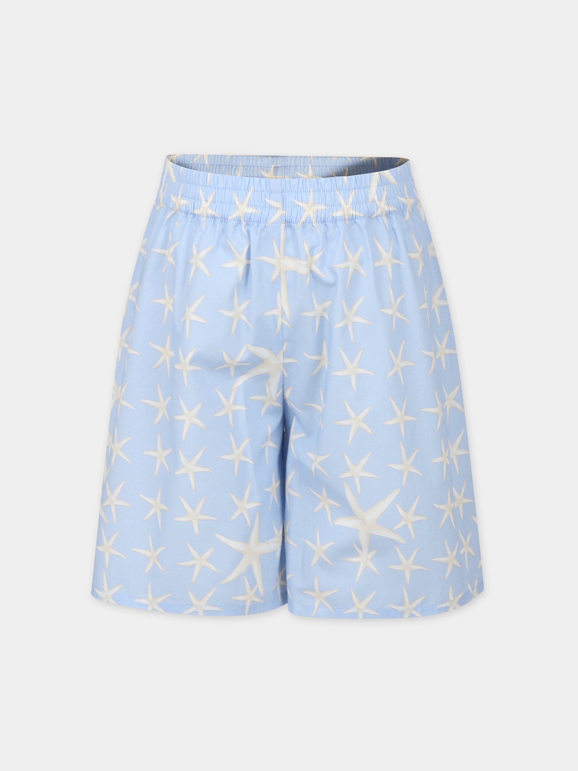 Shorts celesti per bambino con stampa stelle marine,Versace,1005249 1A11623 6V720