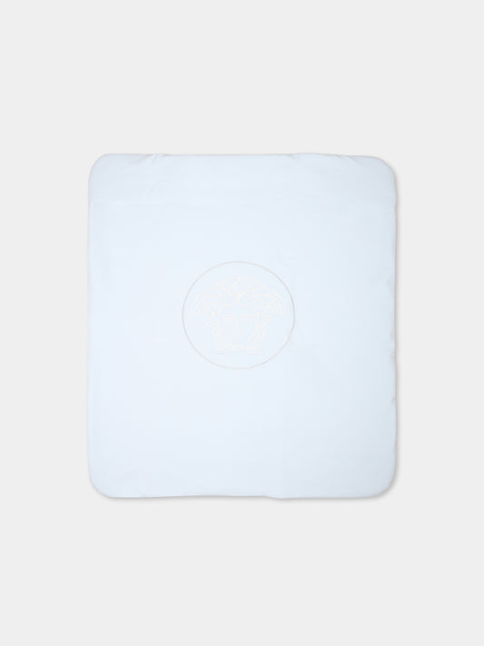 Coperta celeste per neonato con Medusa,Versace,1000092 1A11234 2V140