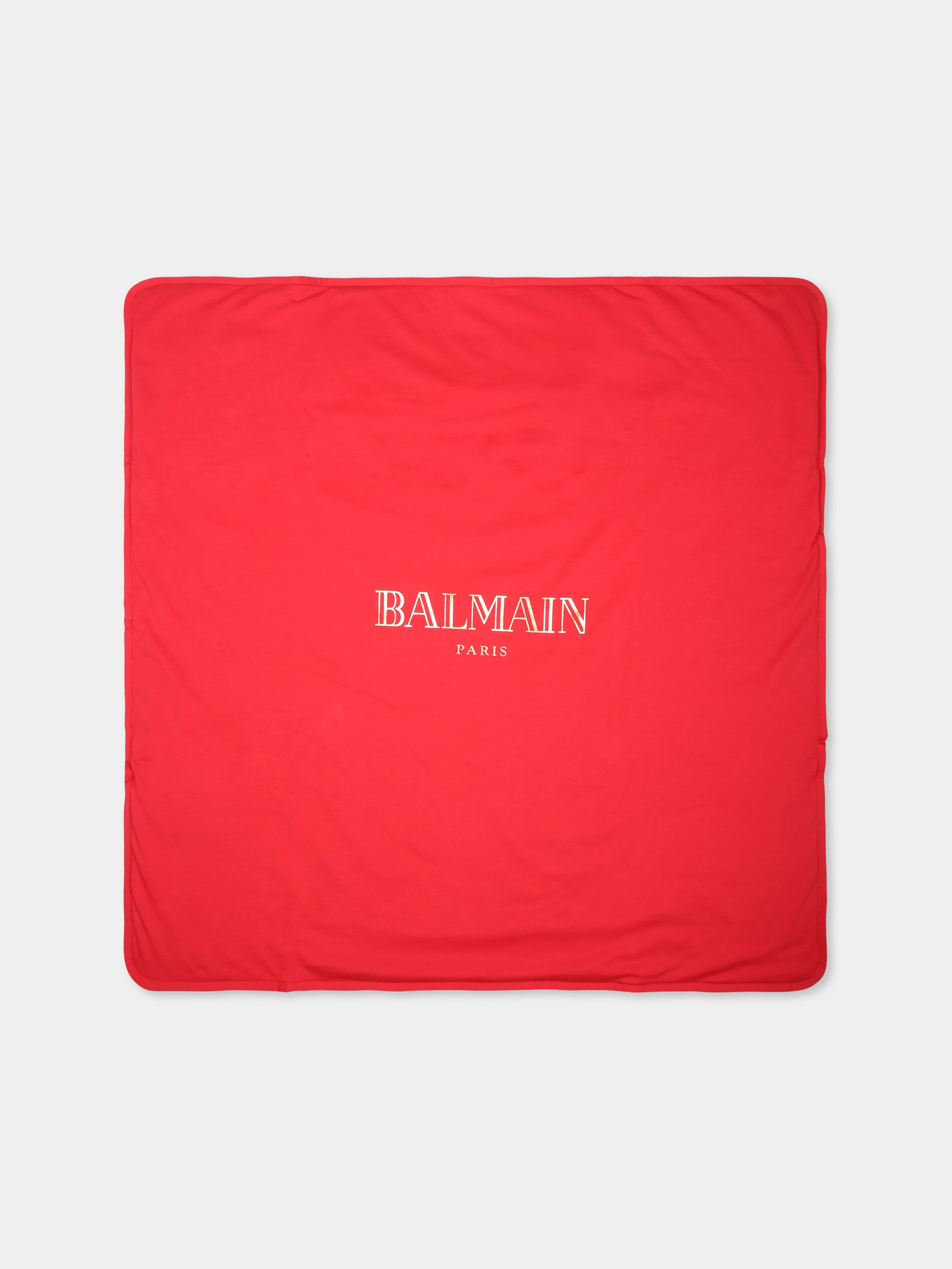 Coperta rossa per neonati con logo,Balmain Kids,BV0580 Z0082 414OR