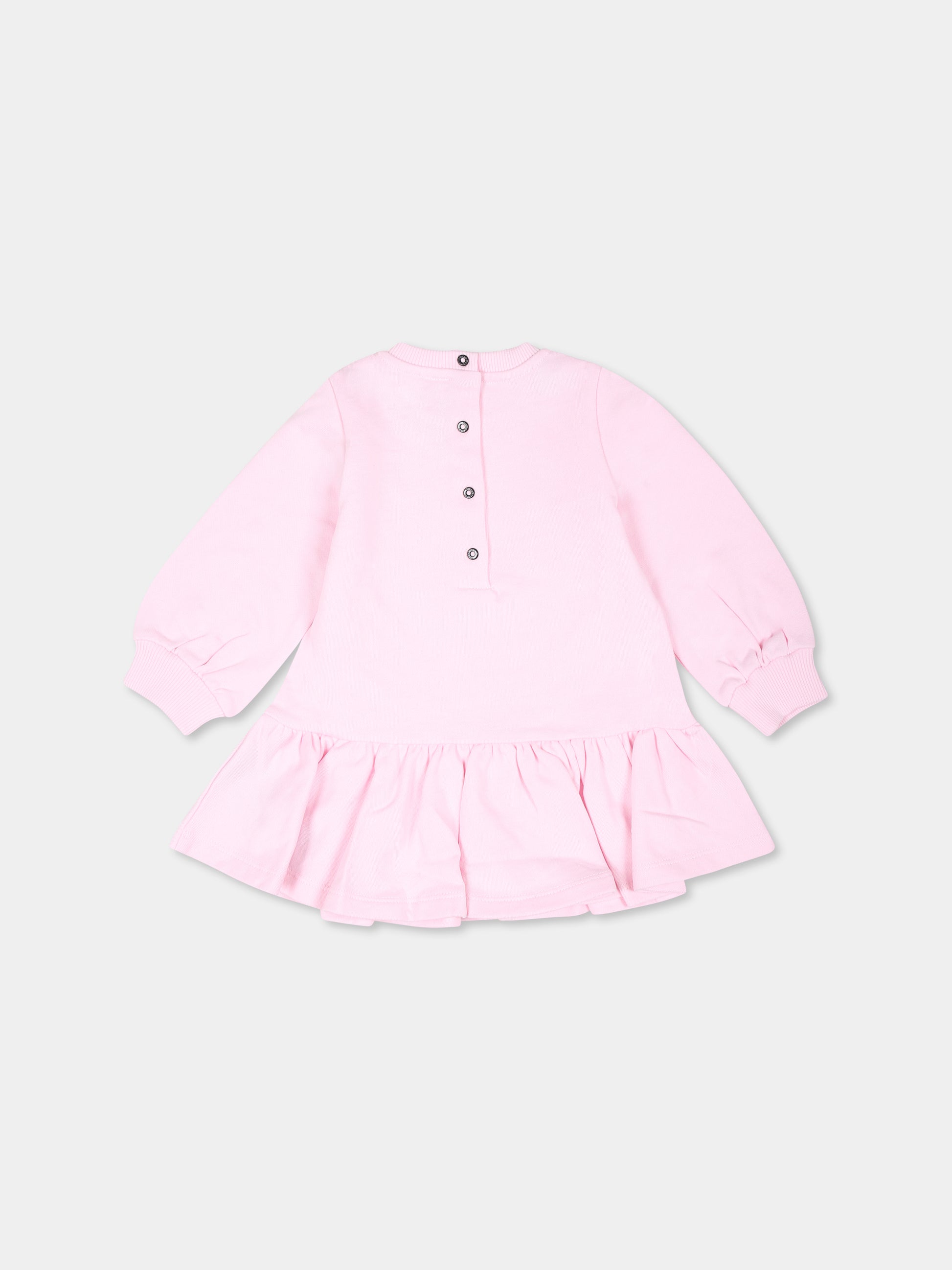 Vestito rosa per neonata con logo,Balmain Kids,BV1030 Z0114 540NE