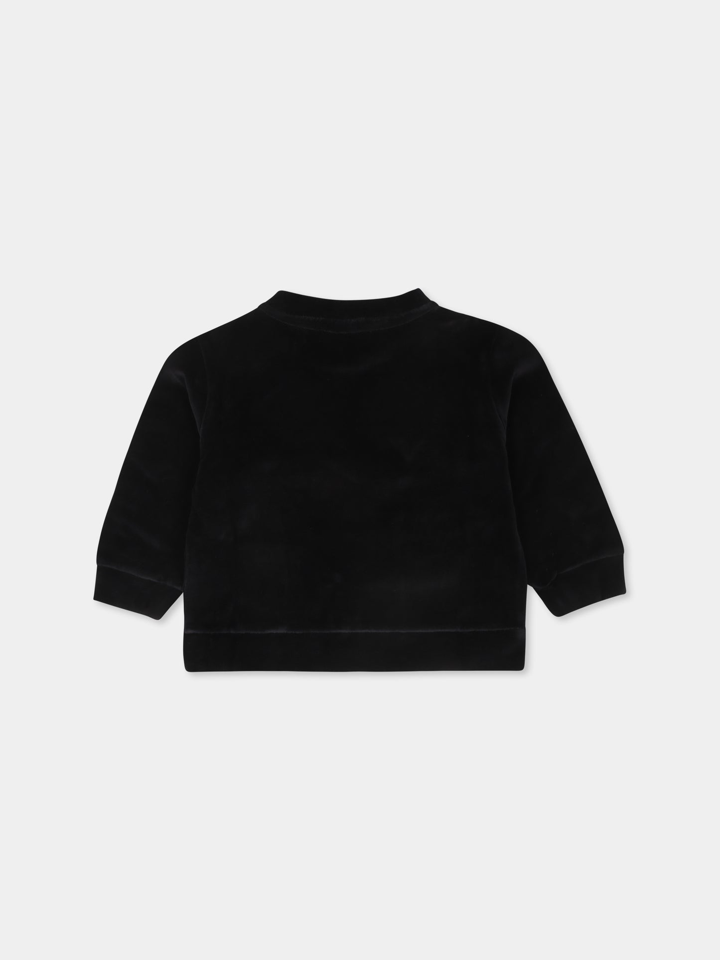 Felpa nera per neonata con logo,Balmain Kids,BV4580 U0173 930OR