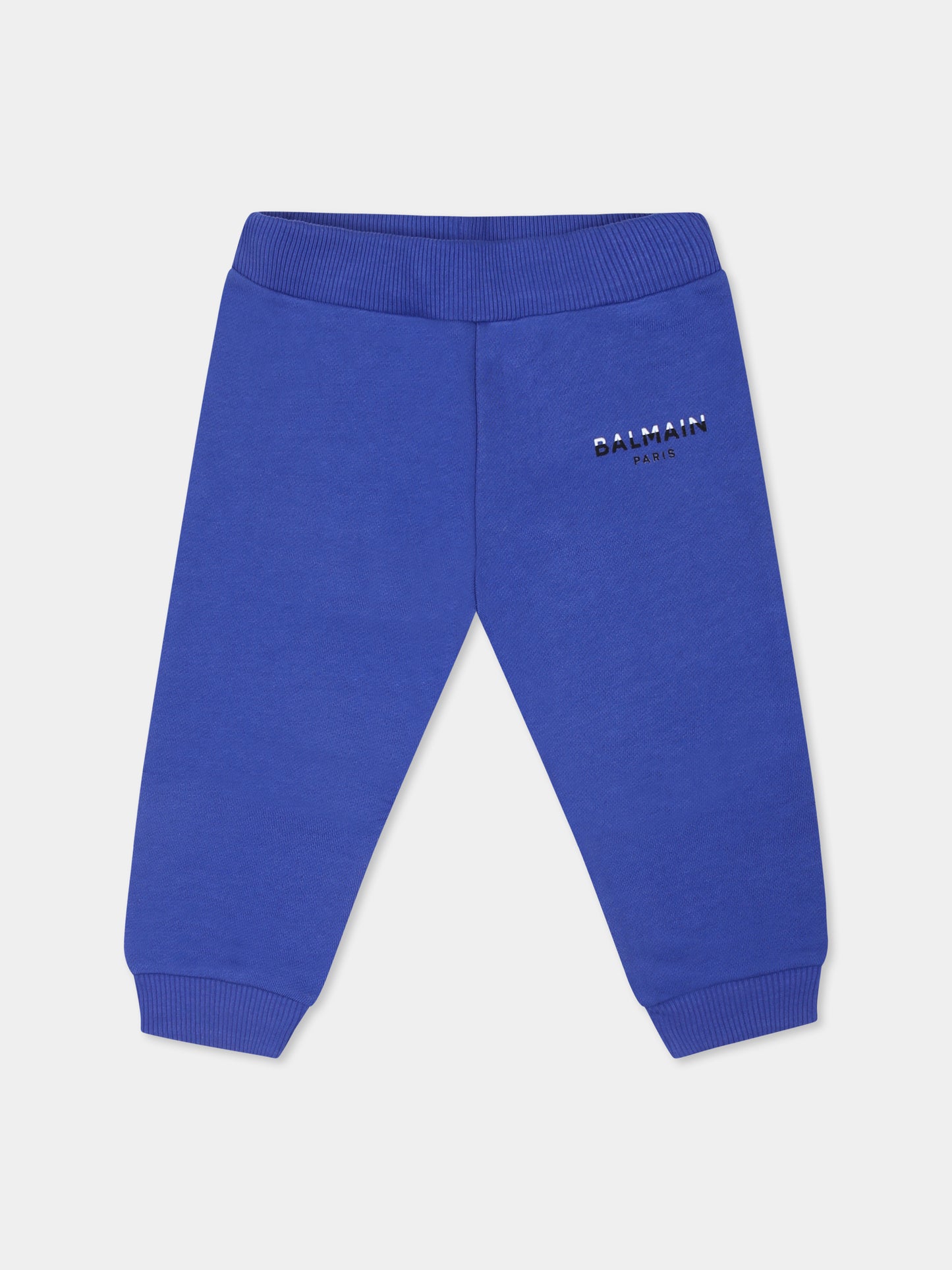 Pantaloni azzurri per neonati con logo,Balmain Kids,BV6550 Z1753 616