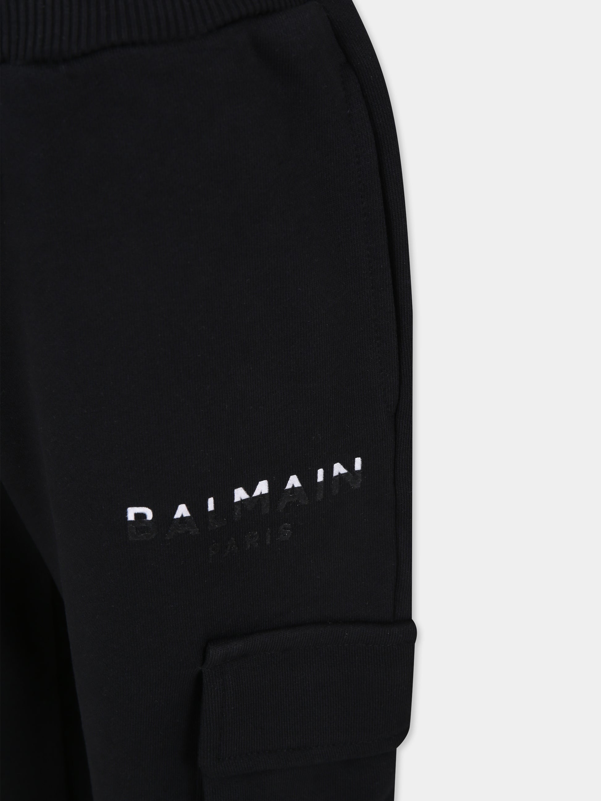 Pantaloni neri per bambini con logo,Balmain Kids,BV6Q20 Z1753 930