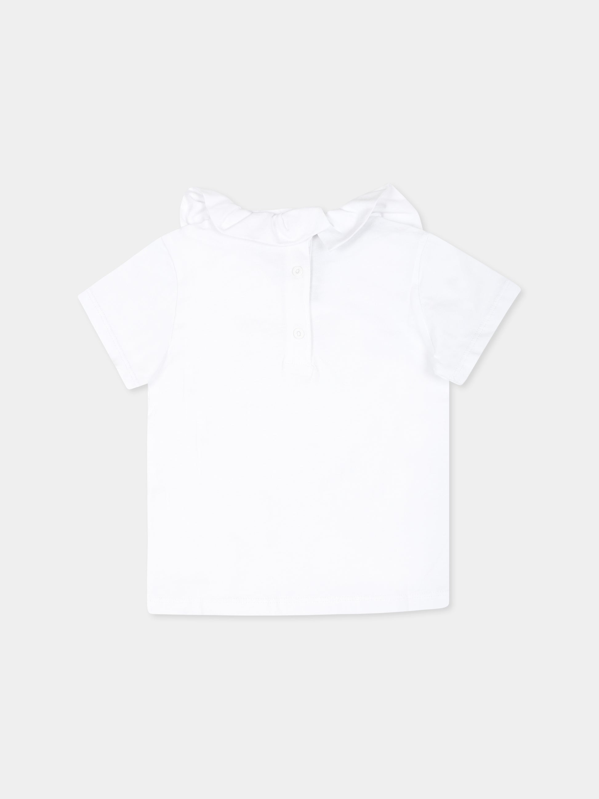 T-shirt bianca per neonata con logo,Balmain Kids,BV8030 Z0082 100OR