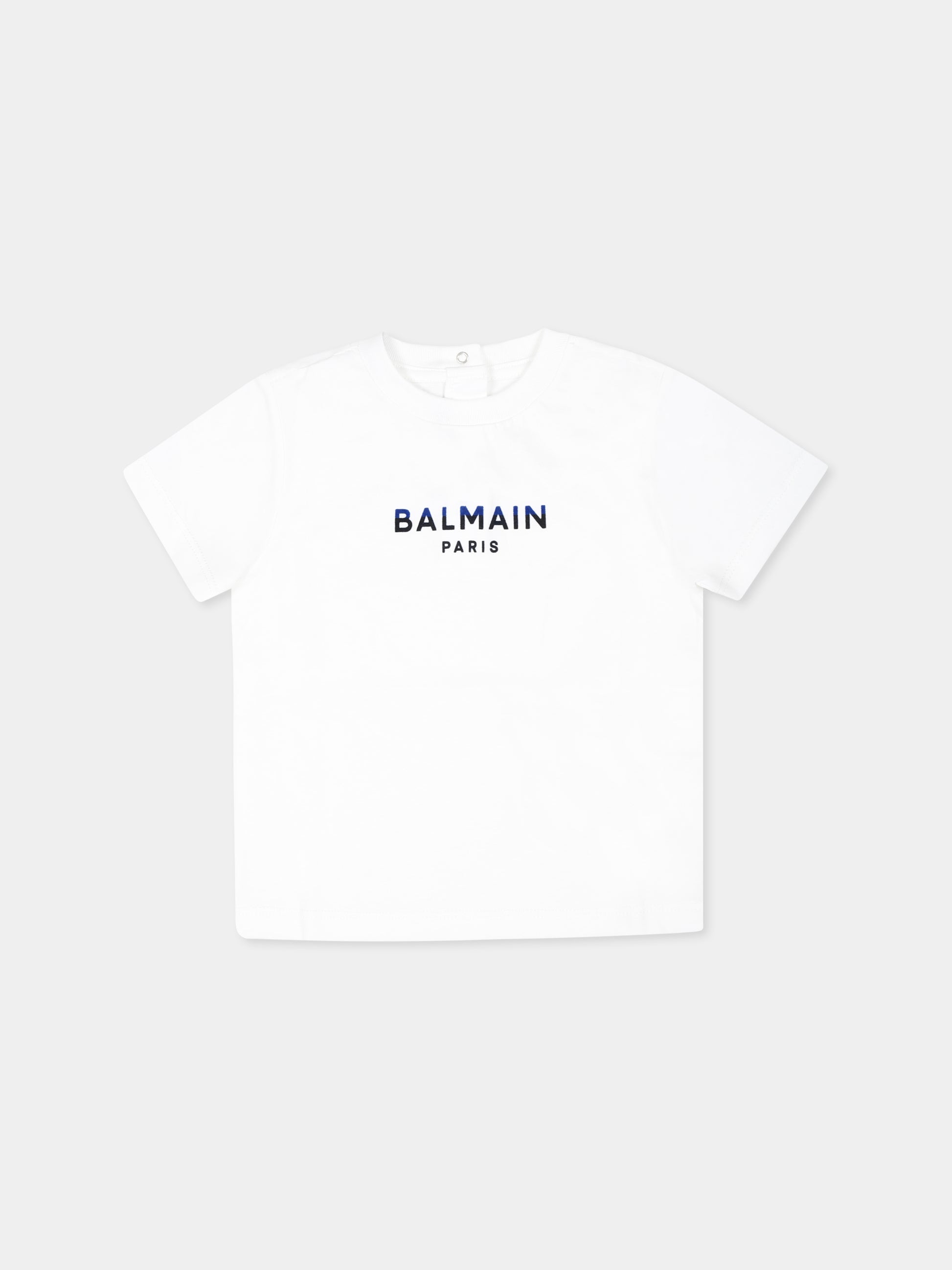 T-shirt bianca per neonati con logo,Balmain Kids,BV8571 Z1751 100