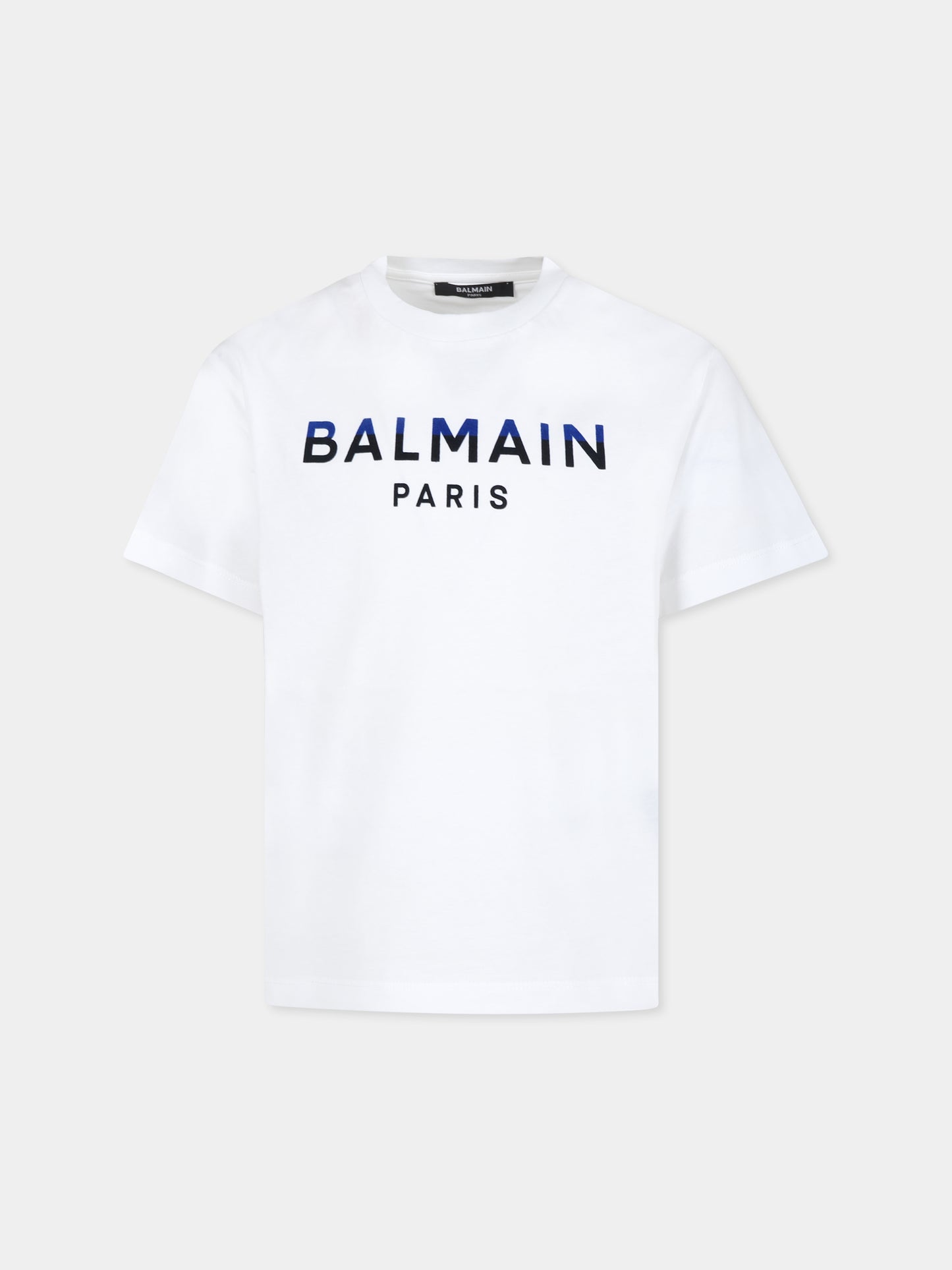 T-shirt bianca per bambini con logo,Balmain Kids,BV8Q01 Z1751 100