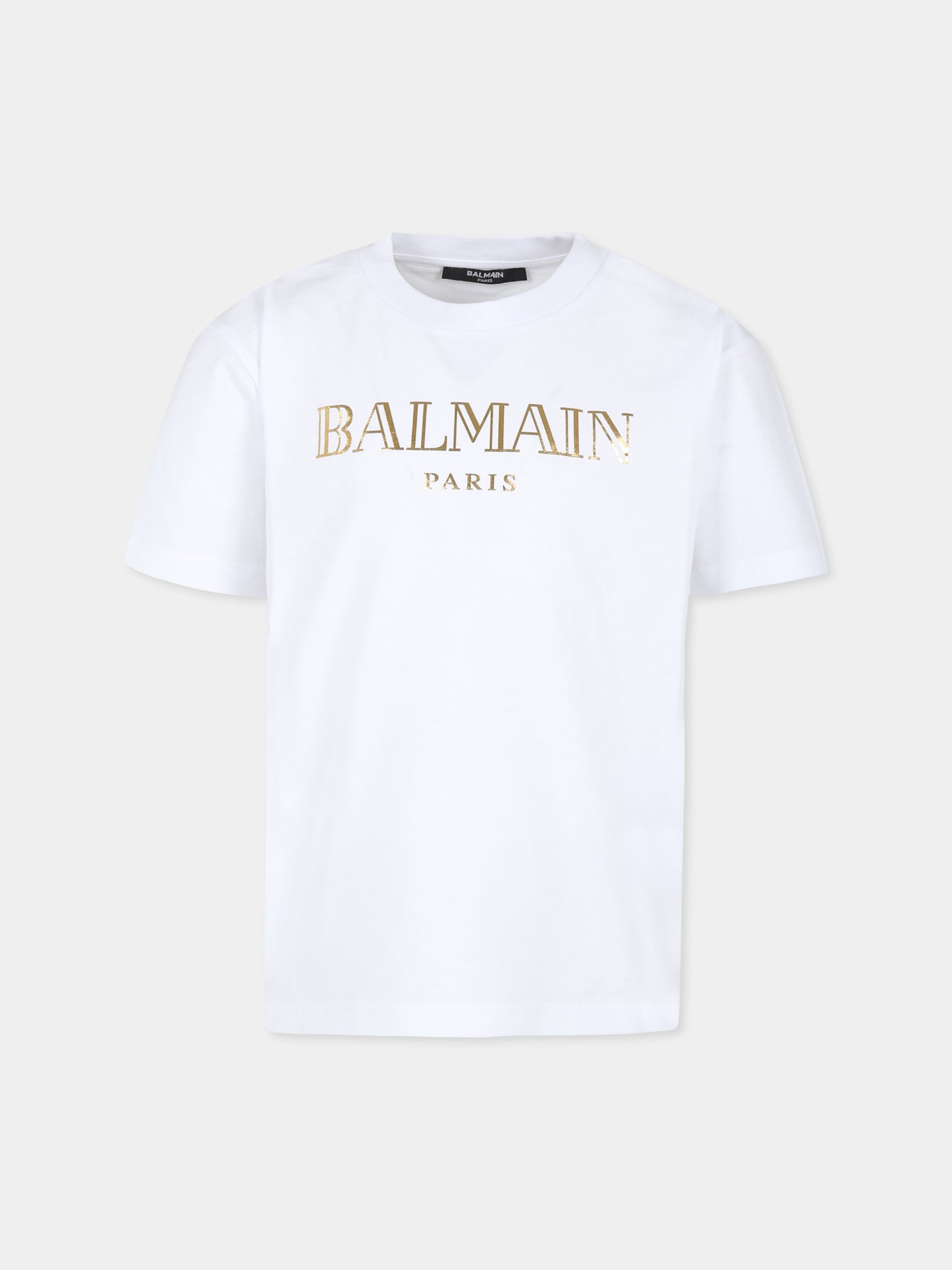 T-shirt bianca per bambini con logo,Balmain Kids,BV8R41 Z0057 100OR