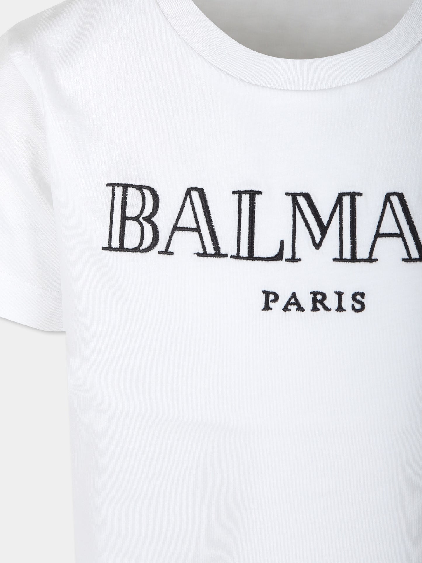 T-shirt bianca per bambini con logo,Balmain Kids,BV8R51 Z0082 100NE