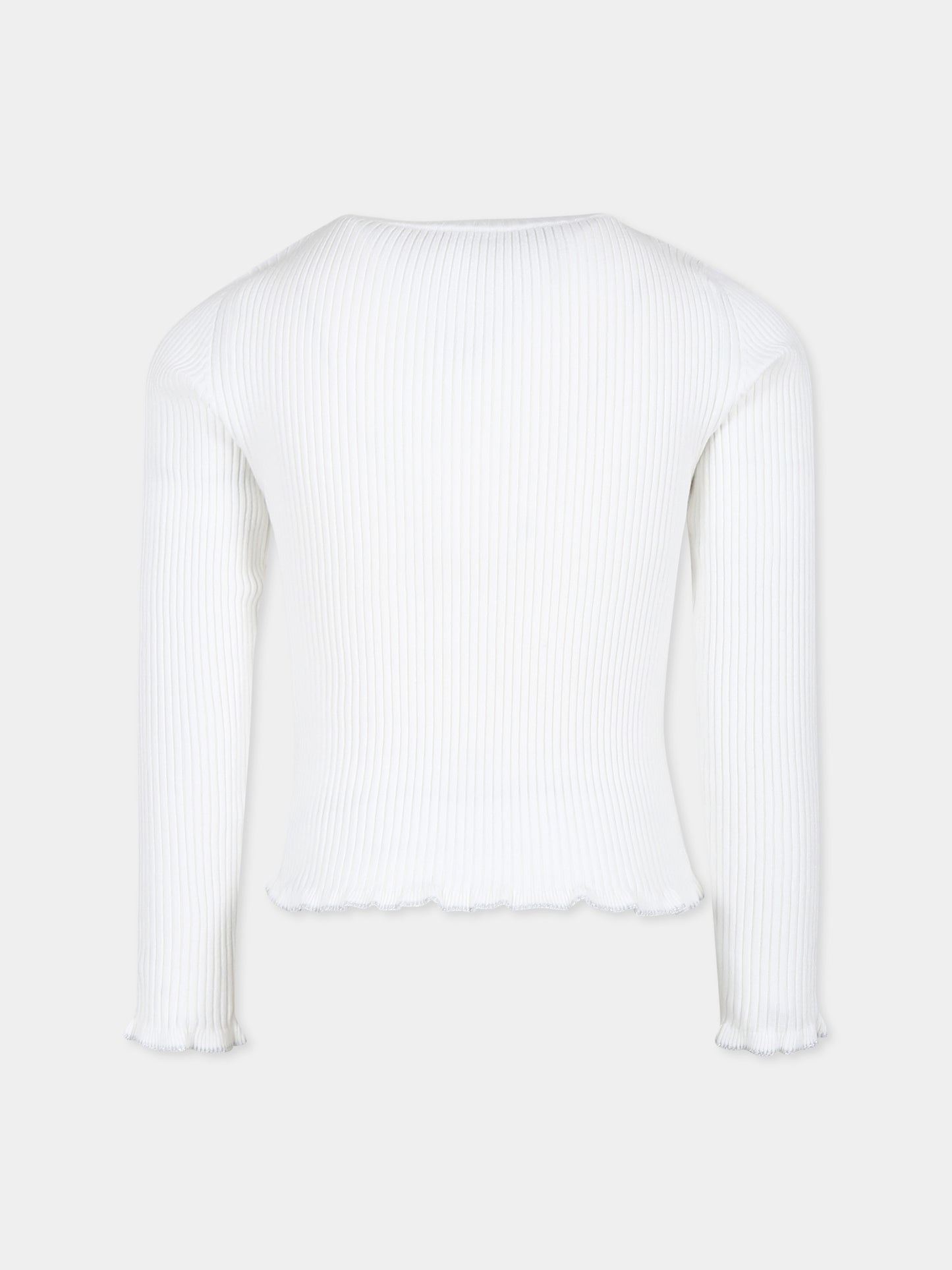 Maglione avorio per bambina con logo,Balmain Kids,BV9A20 Z2358 102AG