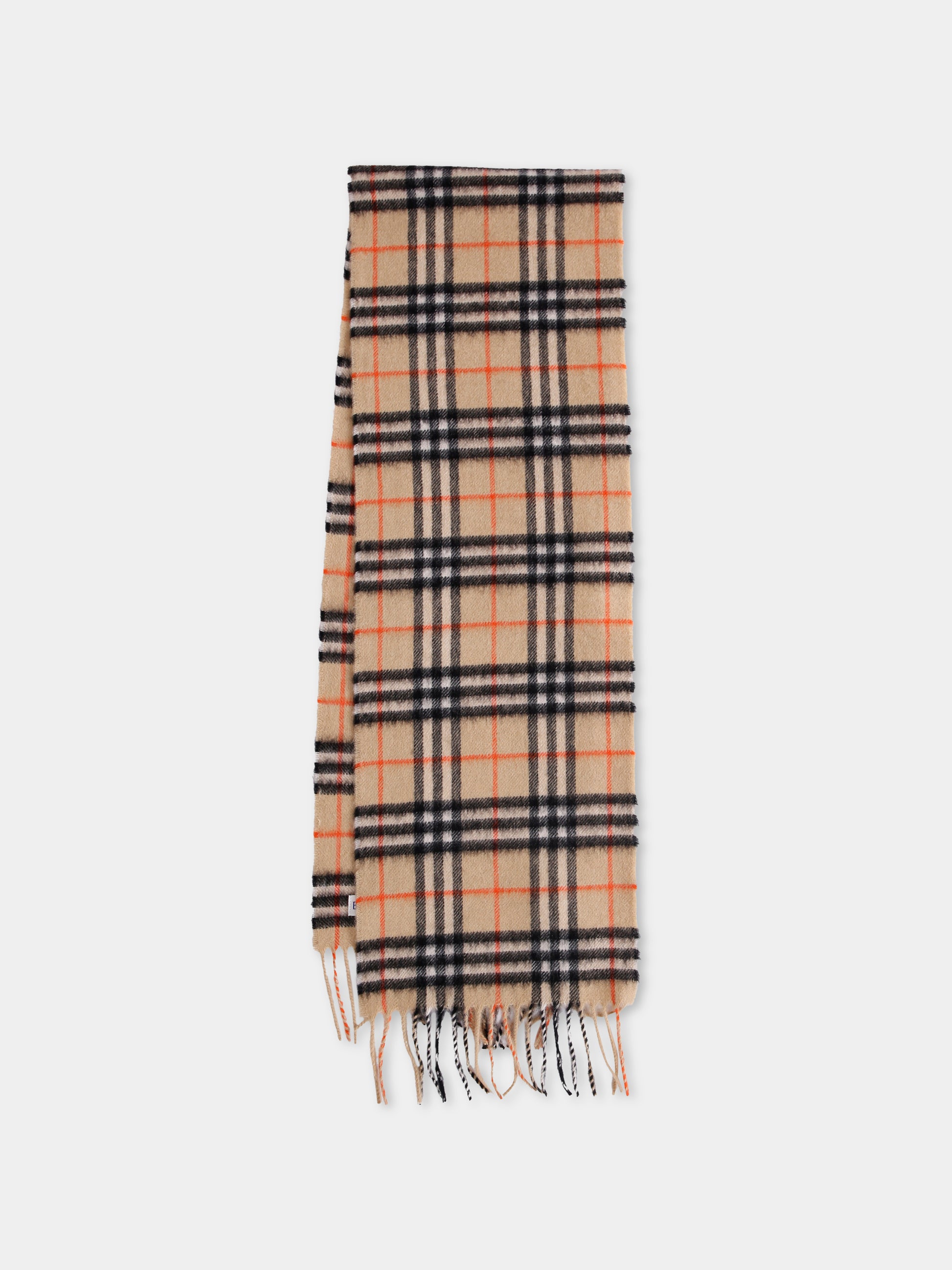 Sciarpa beige per bambini con check vintage,Burberry Kids,8089369 B9368